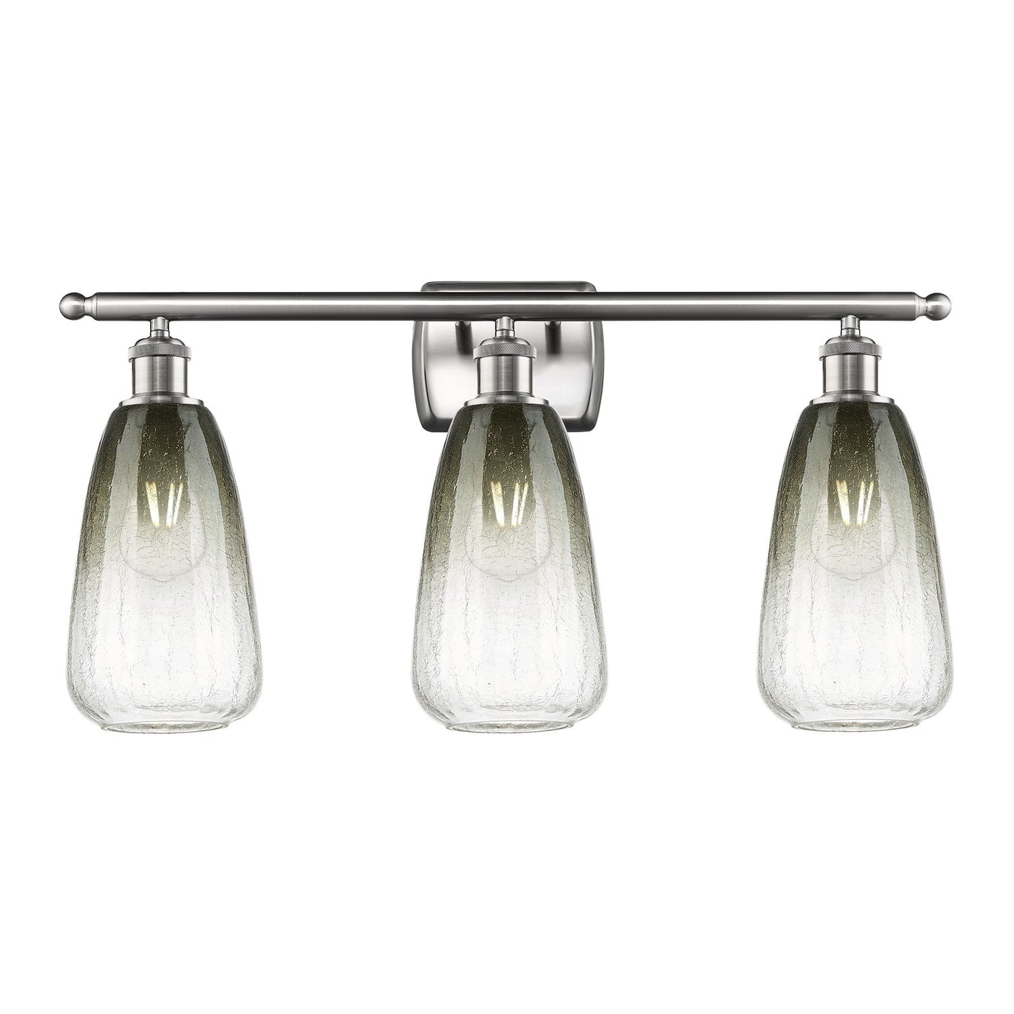 Innovations Brookhaven Almond 26in 3-Light Bath Vanity Light | Industrial Modern Brushed Satin Nickel and Slate Glass | Model 516-3W-SN-G480-6SL