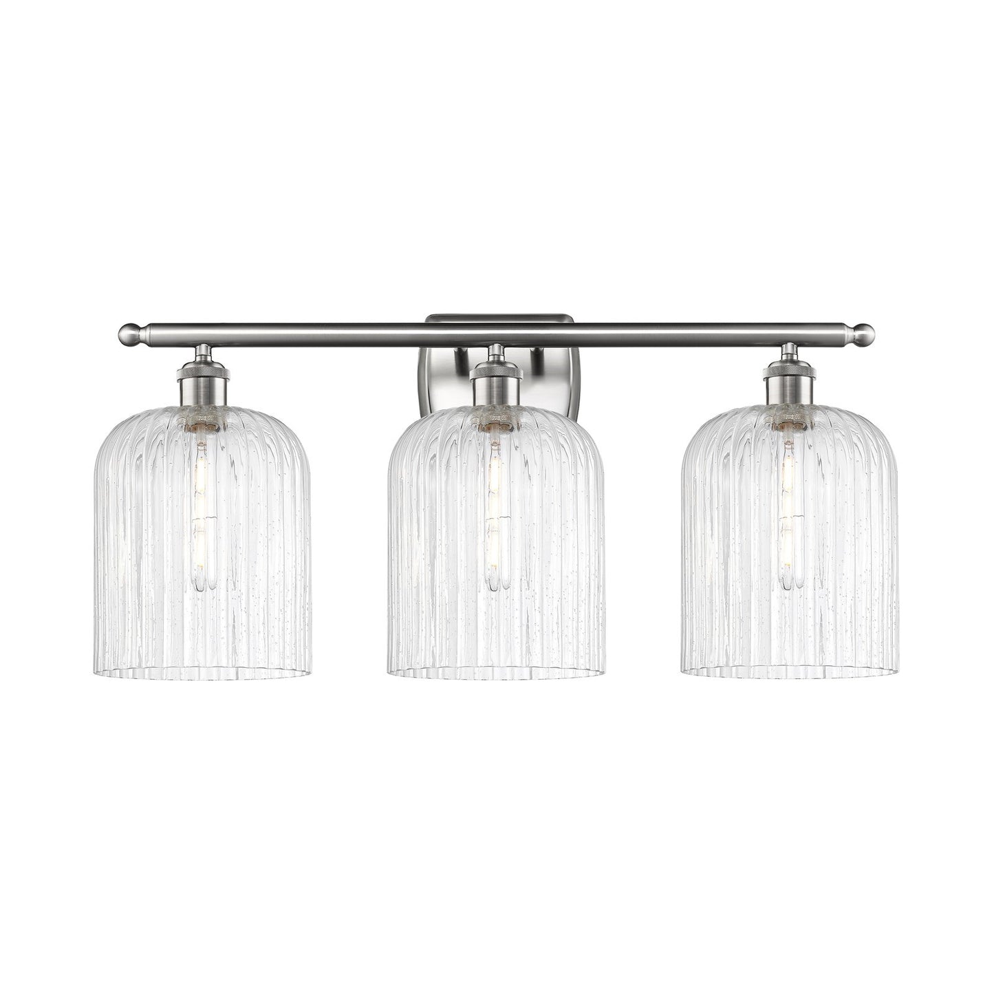 Innovations Bridal Veil 25in 3-Light Bath Vanity Light | Art Nouveau Industrial Brushed Satin Nickel and Seedy Glass | Model 516-3W-SN-G559-8SDY