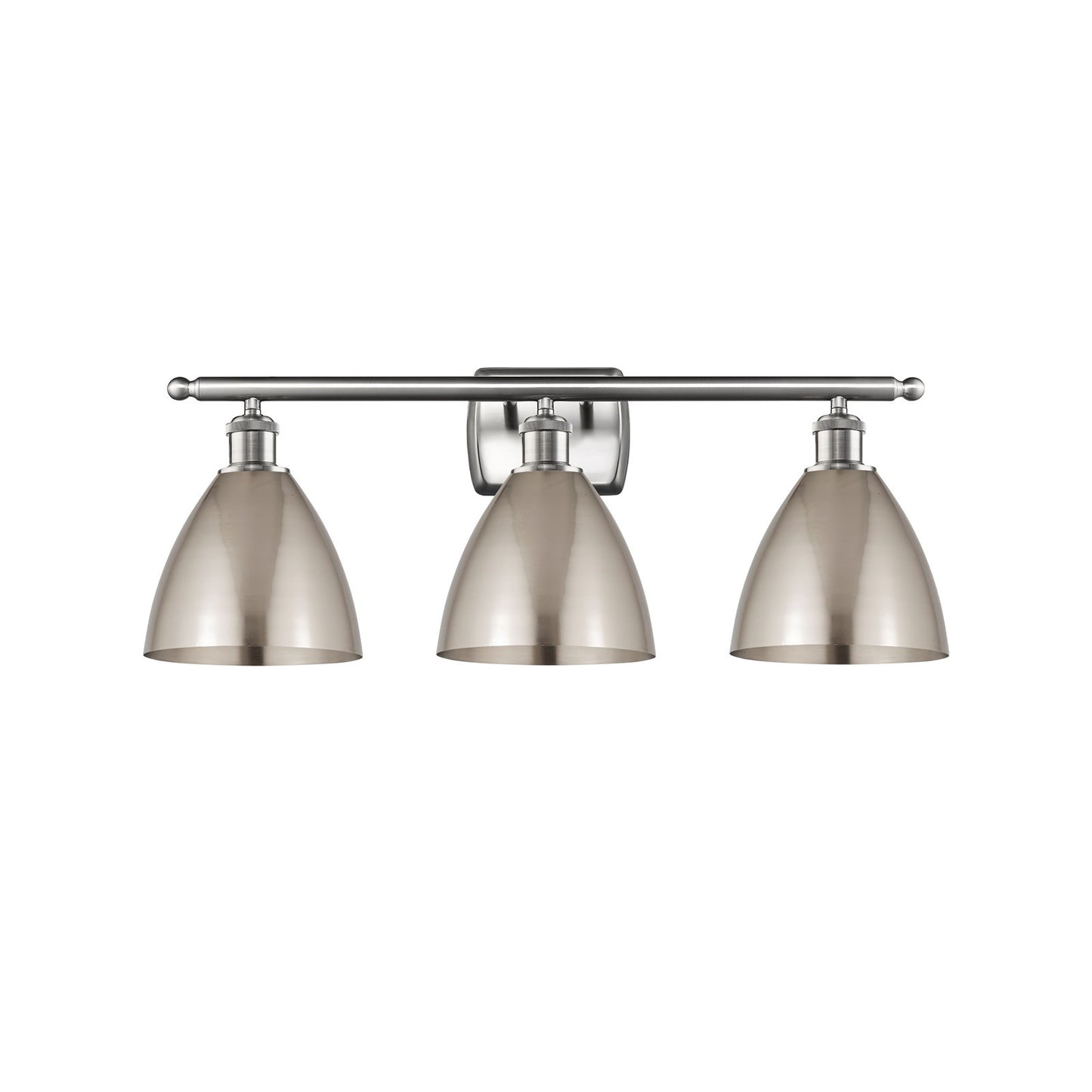 Innovations Bristol 28in 3-Light Bath Vanity Light | Industrial Farmhouse Brushed Satin Nickel Steel and Metal Shade | Model 516-3W-SN-MBD-75-SN