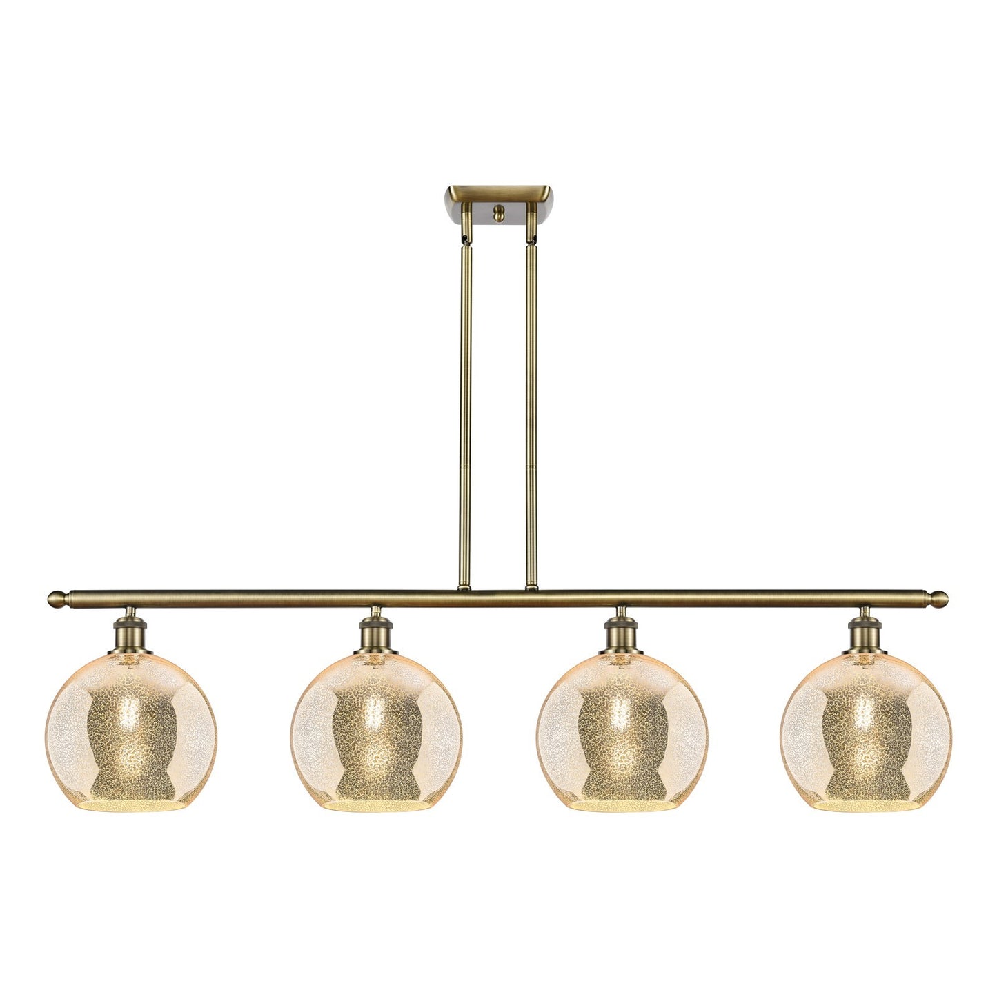 Innovations Athens 48in 4-Light Island Light | Industrial Antique Brass and Mercury Glass | Kitchen Island & Dining Room | 48.25 | Model 516-4I-AB-G128-10