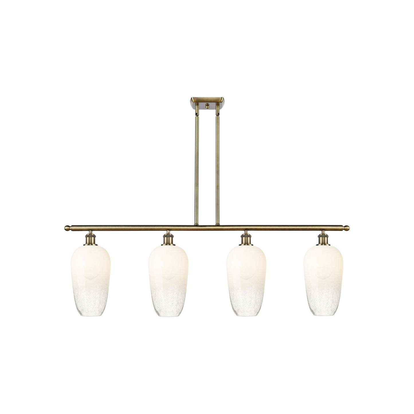 Innovations Brookhaven Flute 48in 4-Light Island Light | Industrial Antique Brass Steel and Opal Glass | Kitchen Island & | Model 516-4I-AB-G484-7OP