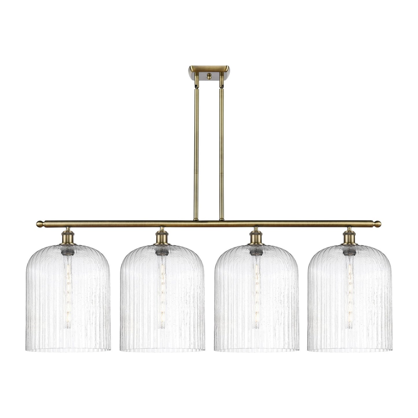Innovations Bridal Veil 48in 4-Light Island Light | Art Nouveau Antique Brass Steel and Seedy Ribbed Glass | Kitchen Island | Model 516-4I-AB-G559-12SDY