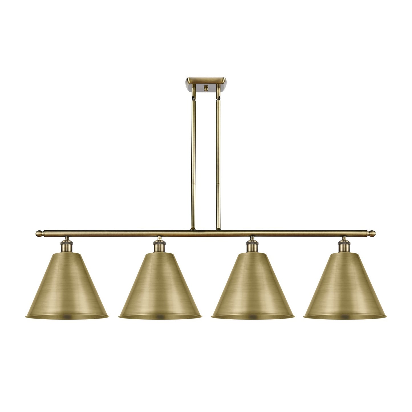Innovations Berkshire Metal 50.25in 4-Light Island Light | Industrial Antique Brass Steel and Antique Brass Metal | Model 516-4I-AB-MBC-12-AB-LED