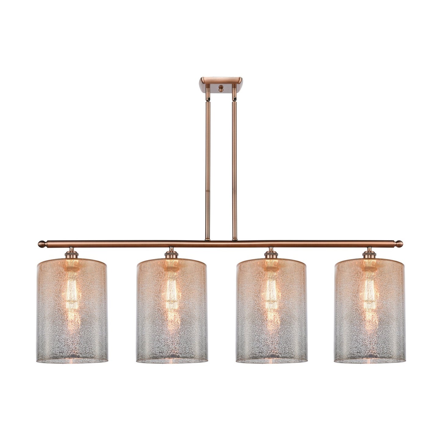Innovations Cobbleskill 48in 4-Light Island Light | Art Nouveau Industrial Antique Copper Steel and Mercury Glass | Kitchen | Model 516-4I-AC-G116-L