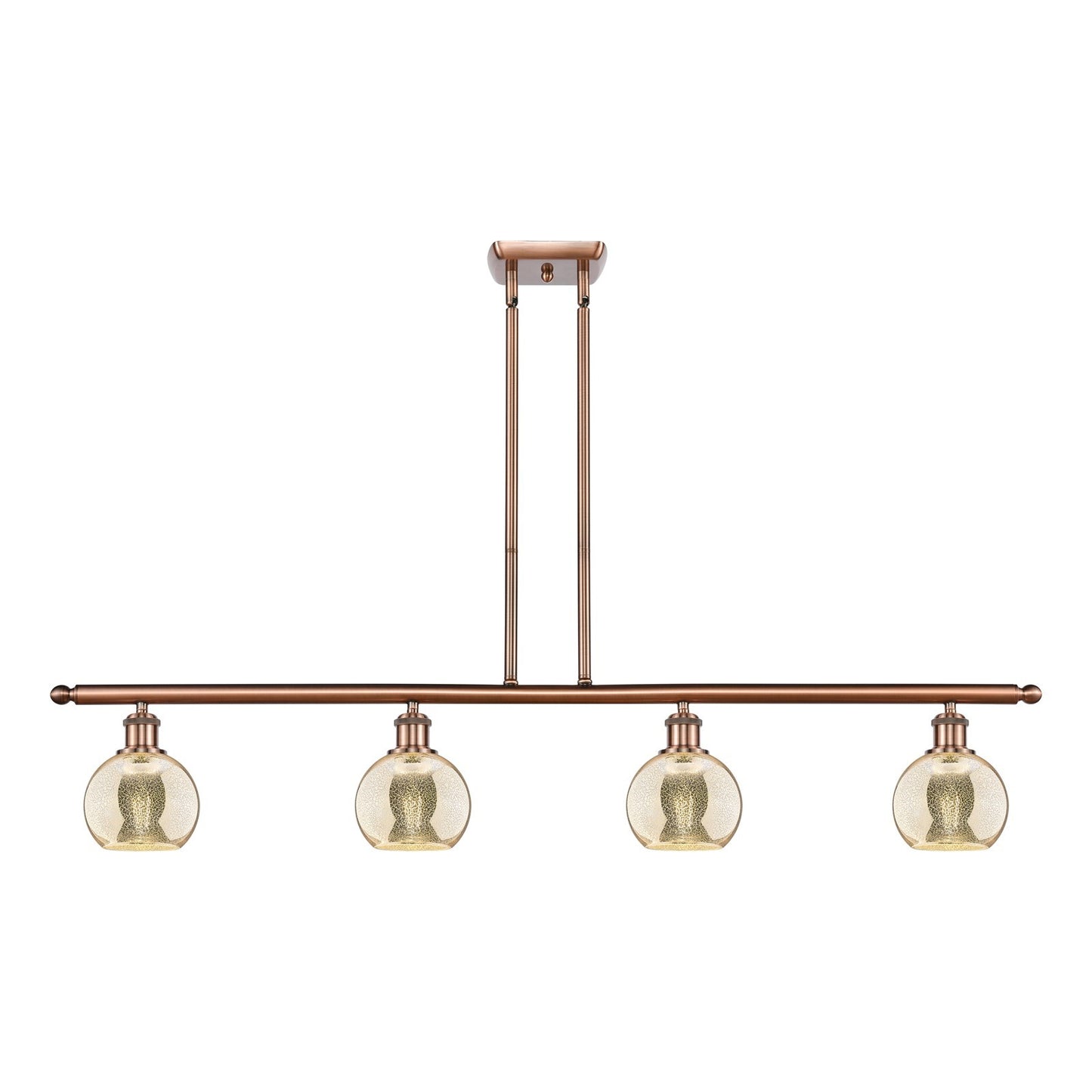 Innovations Athens 48in 4-Light Island Light | Industrial Antique Copper Steel and Mercury Glass | Kitchen Island & Dining Room | Model 516-4I-AC-G128-6