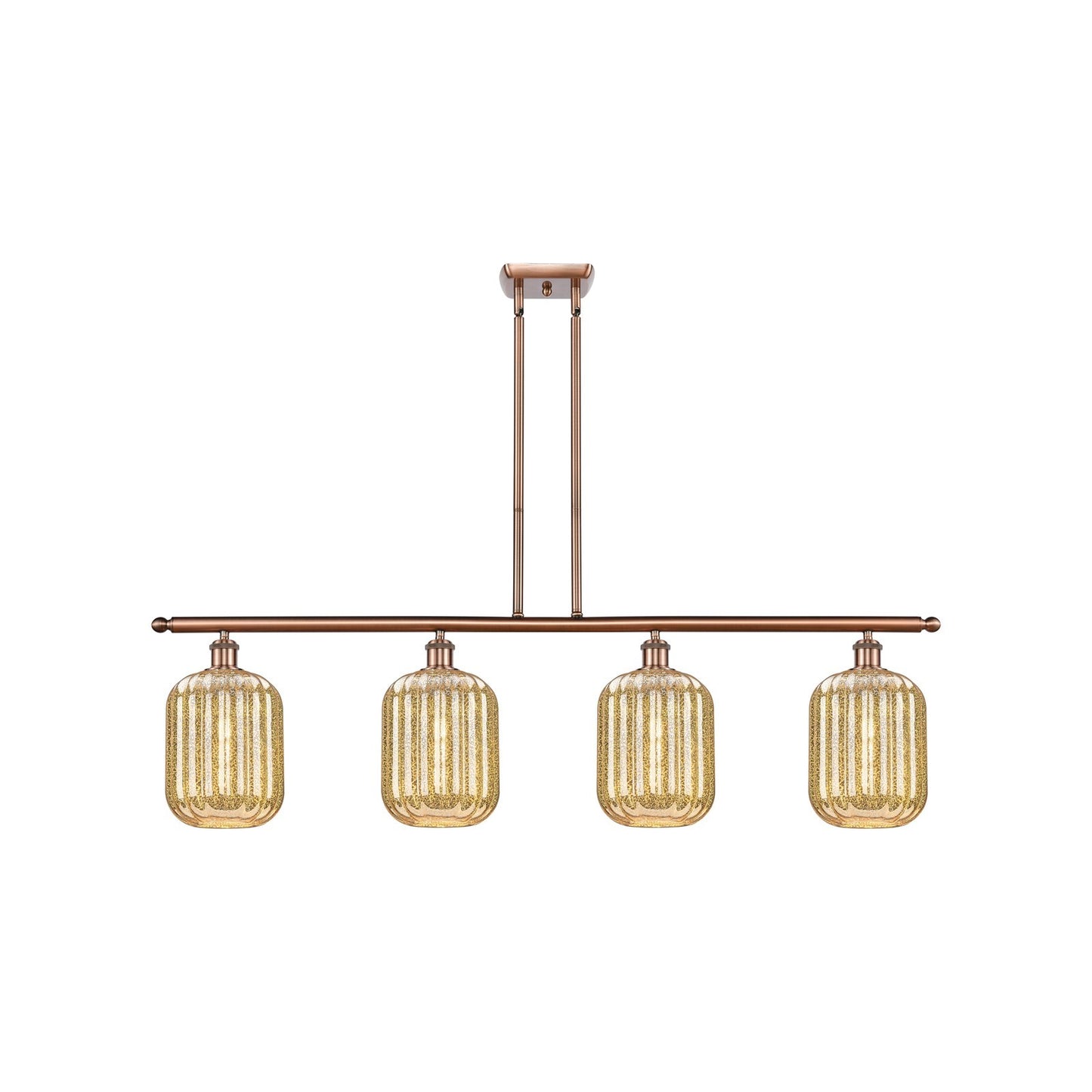 Innovations Preston Cylinder 48in 4-Light Island Light | Industrial Antique Copper Steel and Mercury Glass | Kitchen Island & | Model 516-4I-AC-G460-7ME