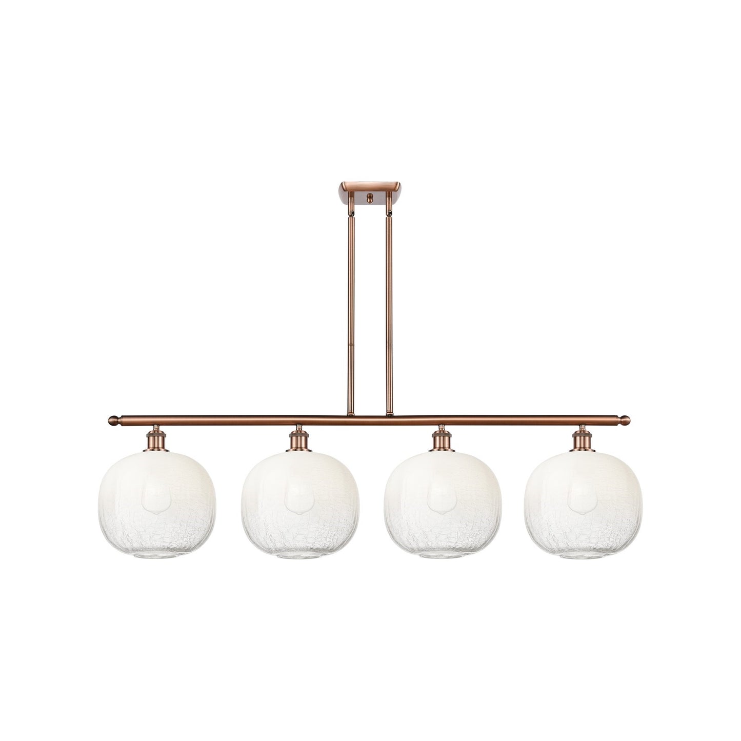 Innovations Brookhaven Sphere 49in 4-Light Island Light | Industrial Antique Copper Steel and Opal Glass | Kitchen Island & | Model 516-4I-AC-G481-10OP