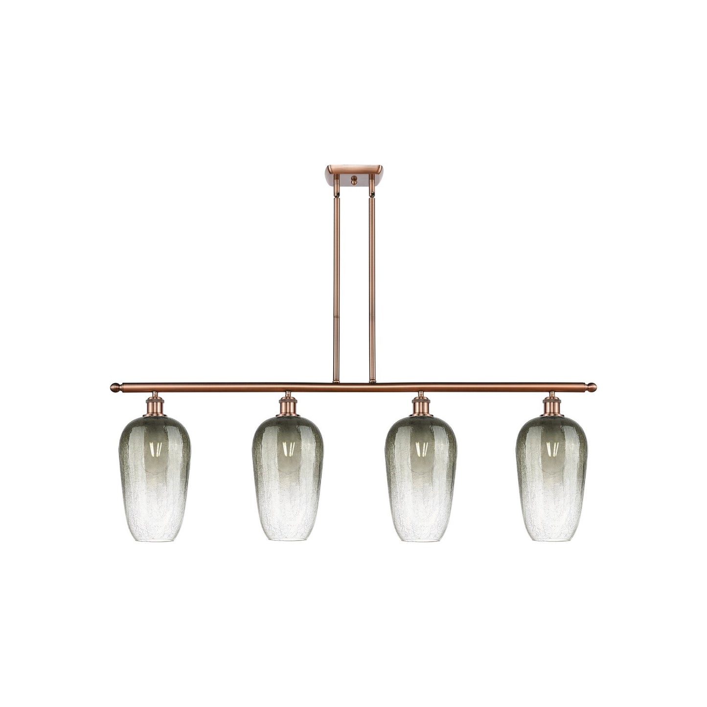 Innovations Brookhaven Flute 48in 4-Light Island Light | Industrial Antique Copper Steel and Slate Glass | Kitchen Island & | Model 516-4I-AC-G484-7SL