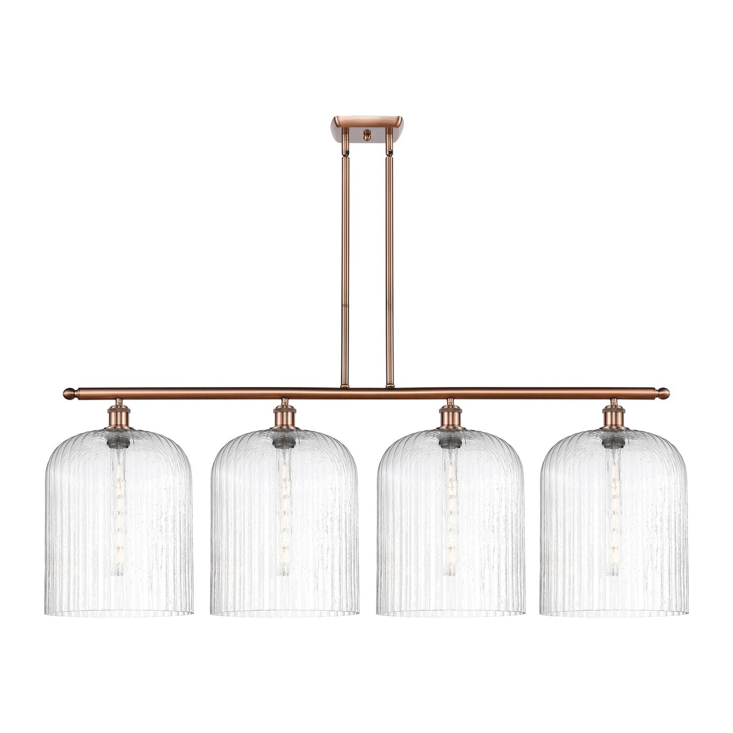 Innovations Bridal Veil 48in 4-Light Island Light | Art Nouveau Antique Copper Steel and Seedy Glass | Kitchen Island & | Model 516-4I-AC-G559-12SDY