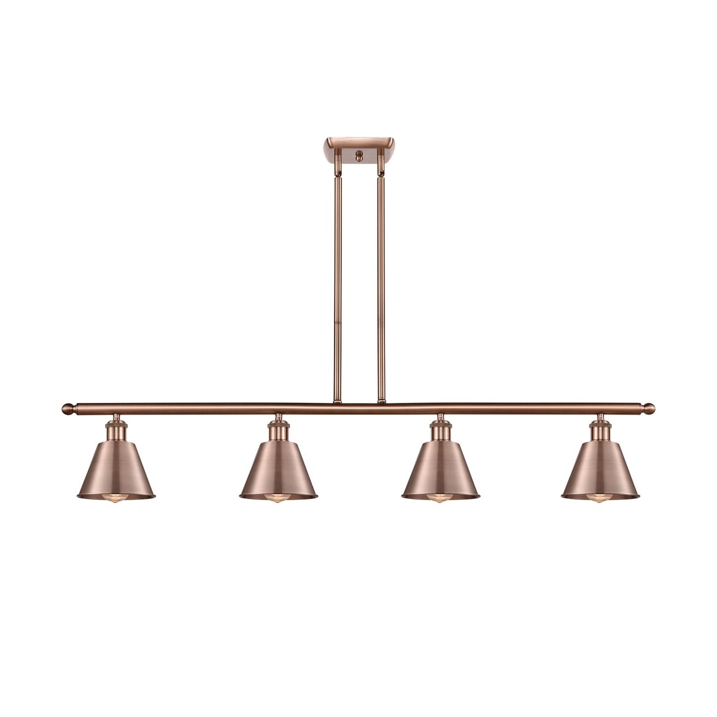 Innovations Smithfield 48in 4-Light Island Light | Industrial Antique Copper Metal and Antique Copper Metal Shade | Kitchen Island | Model 516-4I-AC-M8