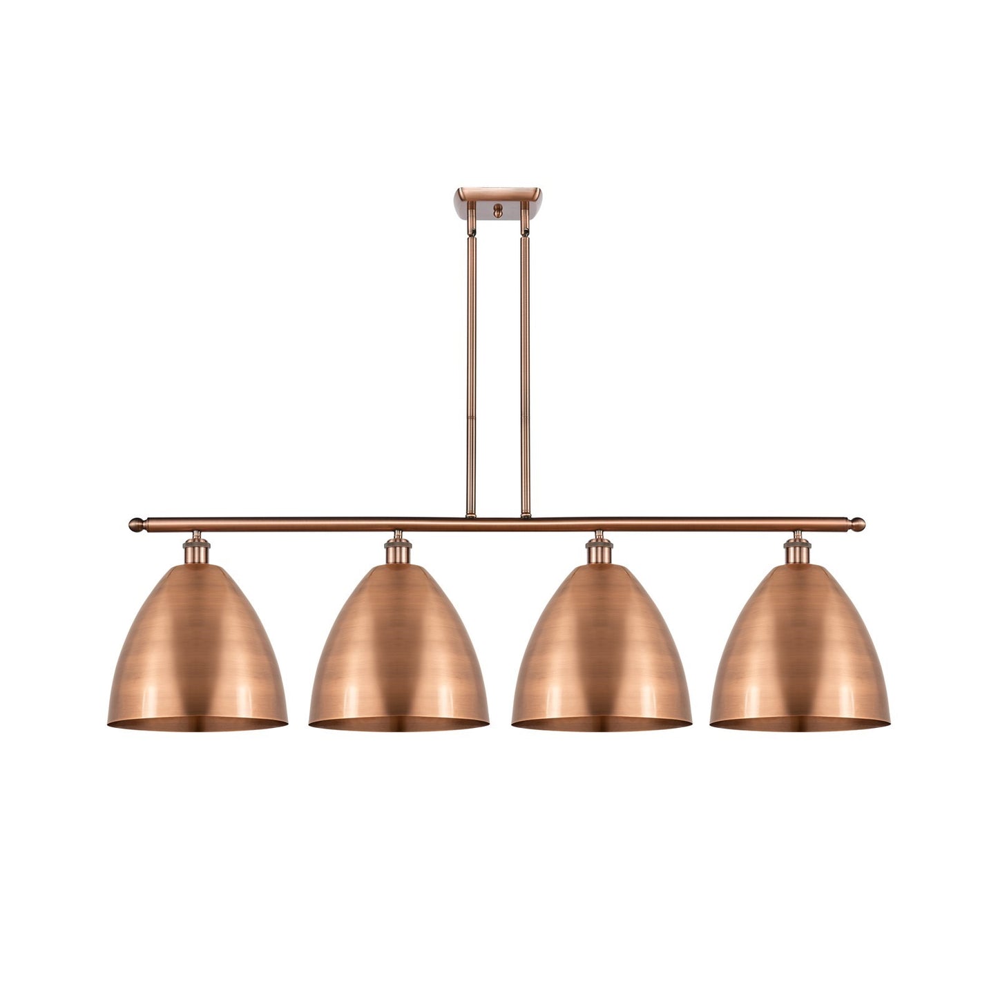 Innovations Bristol 50in 4-Light Island Light | Industrial Farmhouse Antique Copper Steel and Cast Brass with Antique | Model 516-4I-AC-MBD-12-AC-LED