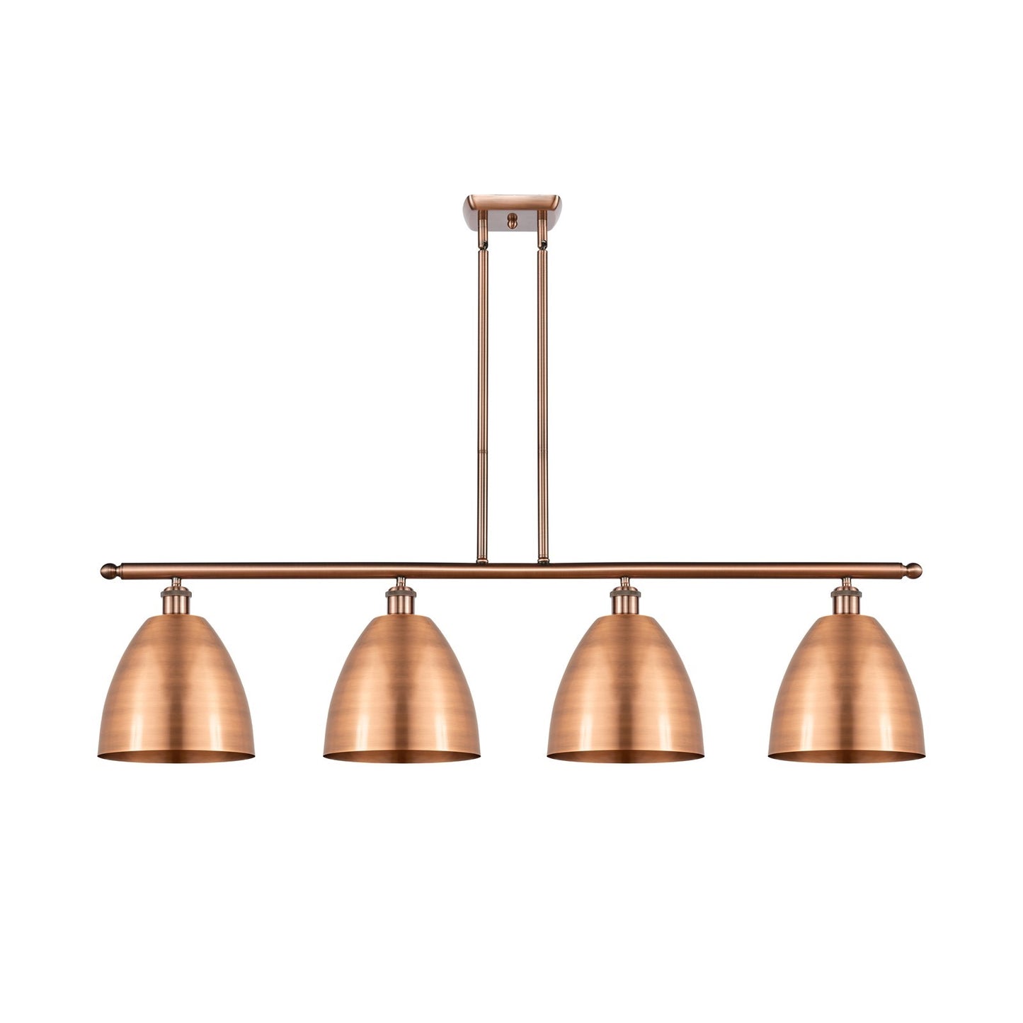 Innovations Bristol 48in 4-Light Island Light | Industrial Antique Copper Steel and Cast Brass with Antique Copper Metal Shade | Model 516-4I-AC-MBD-9-AC