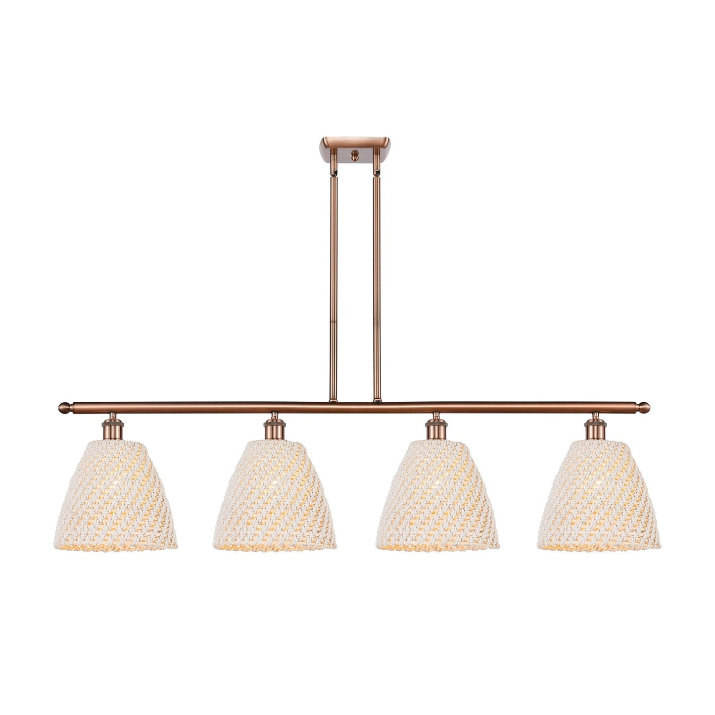 Innovations Bristol Natural 48in 4-Light Island Light | Farmhouse Antique Copper and Natural Fiber Dome Shade | Kitchen Island | Model 516-4I-AC-NBD-9-NAT