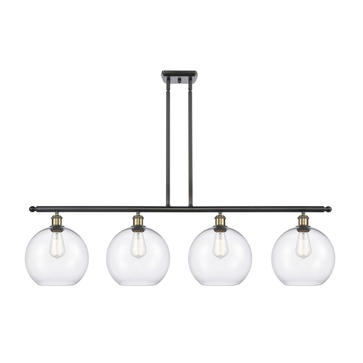 Innovations Athens 48in 4-Light Island Light | Industrial Black Antique Brass Steel and Clear Glass | Kitchen Island & Dining | Model 516-4I-BAB-G122-10