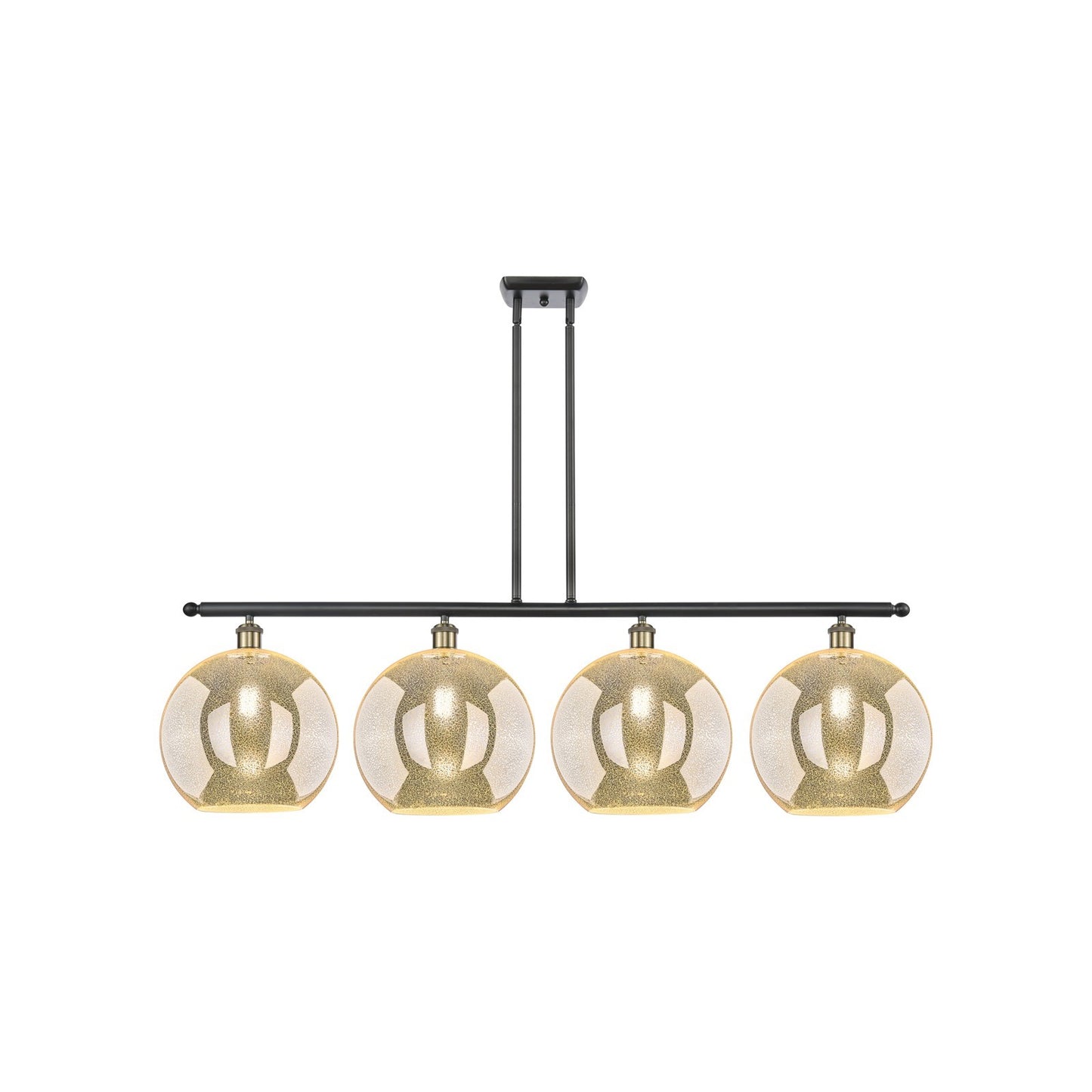 Innovations Athens 50in 4-Light Island Light | Industrial Black Antique Brass and Mercury Glass | Kitchen Island & Dining Room | Model 516-4I-BAB-G128-12