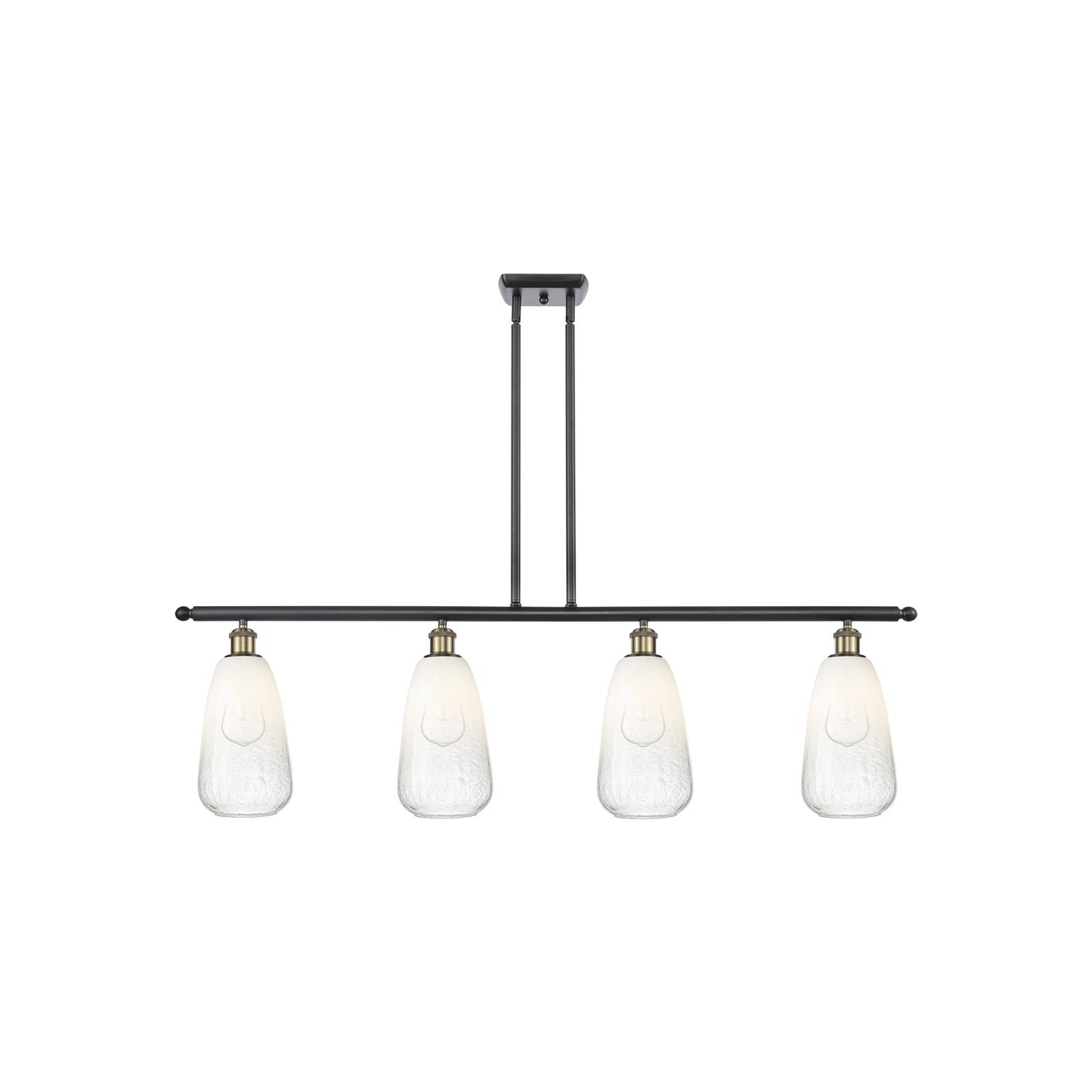 Innovations Brookhaven Almond 48in 4-Light Island Light | Industrial Black Antique Brass Steel and Opal Glass | Kitchen Island | Model 516-4I-BAB-G480-6OP