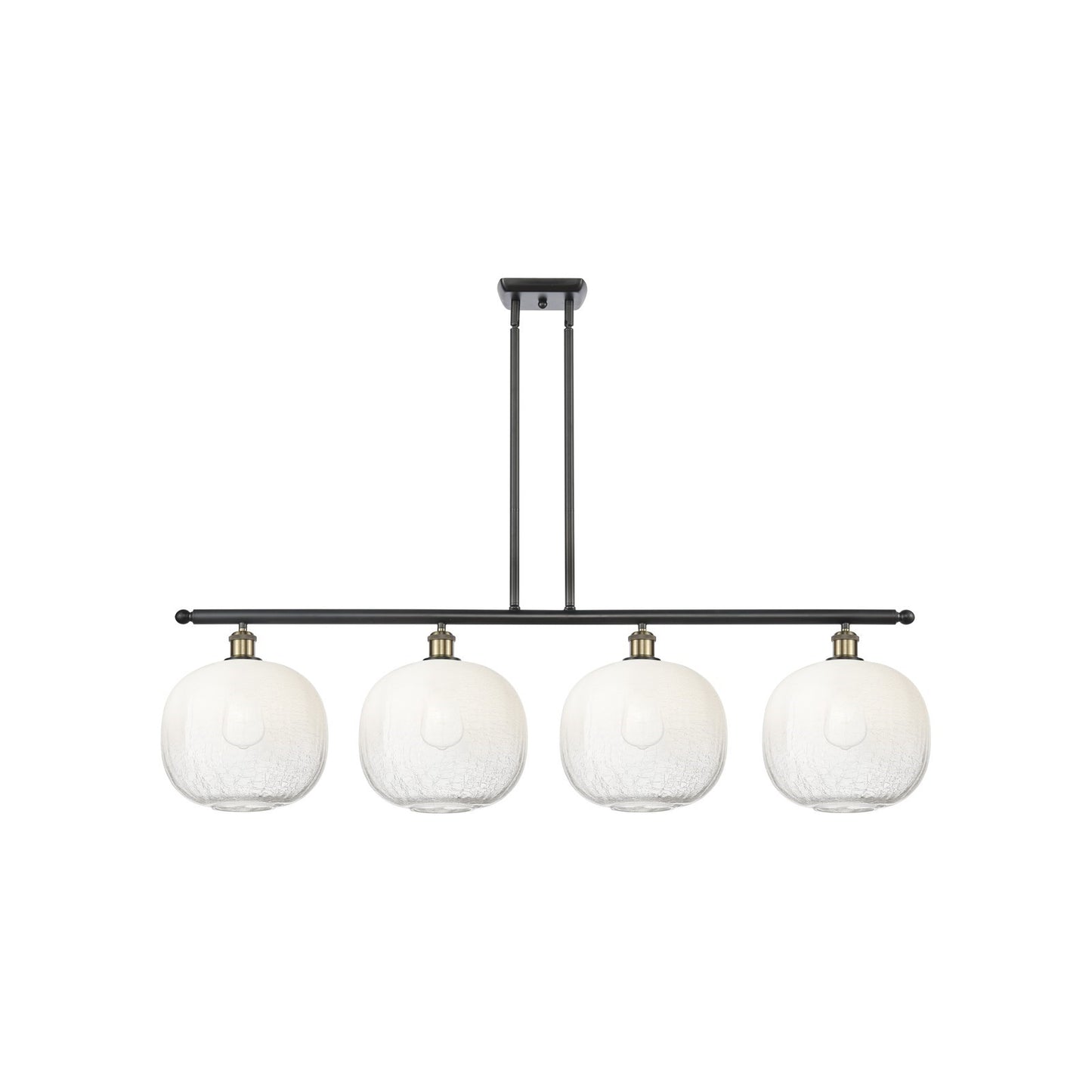 Innovations Brookhaven Sphere 49in 4-Light Island Light | Industrial Black Antique Brass Steel and Opal Glass | Kitchen | Model 516-4I-BAB-G481-10OP