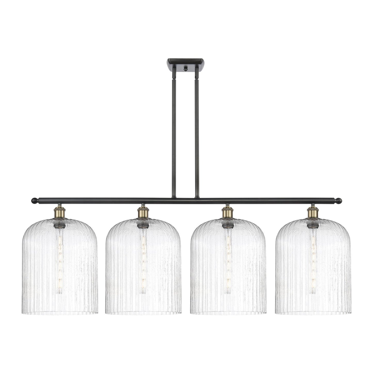 Innovations Bridal Veil 48in 4-Light Island Light | Art Nouveau Industrial Black Antique Brass Steel and Seedy Ribbed Glass | Model 516-4I-BAB-G559-12SDY