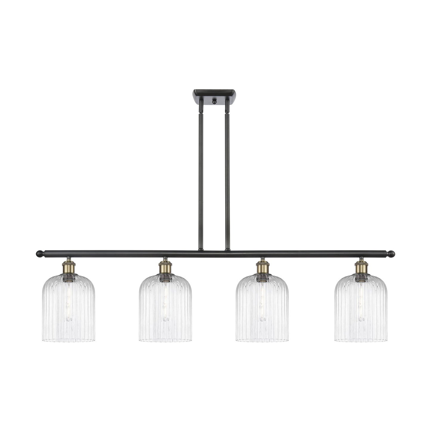 Innovations Bridal Veil 48in 4-Light Island Light | Industrial Black Antique Brass and Clear Ribbed Glass | Kitchen Island & | Model 516-4I-BAB-G559-8CL