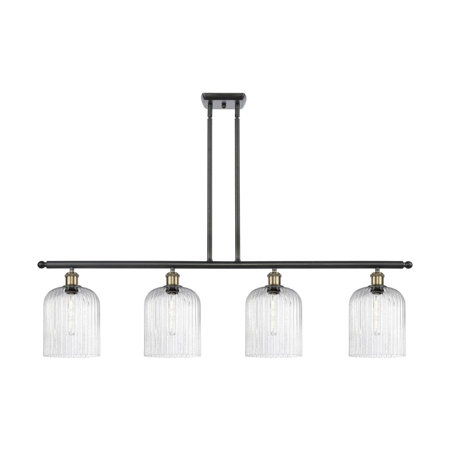 Innovations Bridal Veil 48in 4-Light Island Light | Art Nouveau Industrial Black Antique Brass and Seedy Glass | Kitchen | Model 516-4I-BAB-G559-8SDY