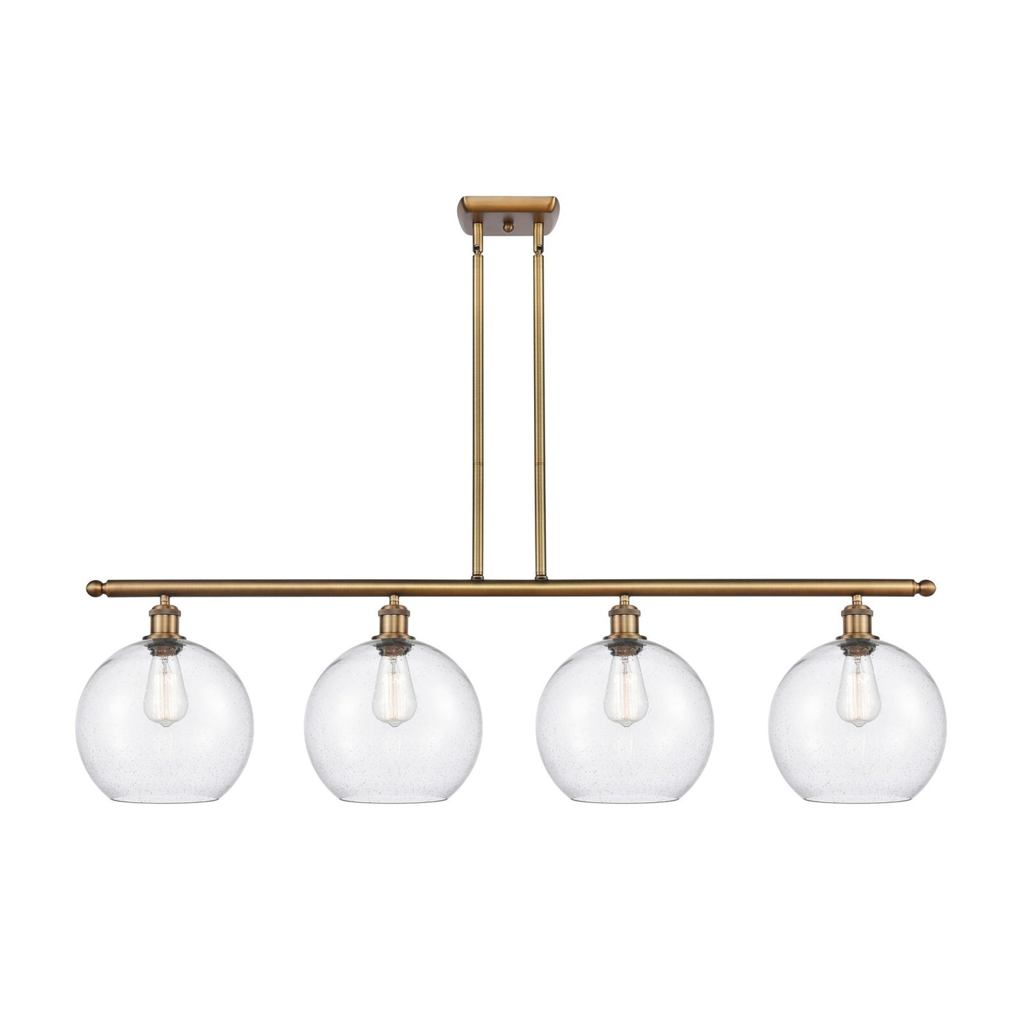 Innovations Athens 48in 4-Light Island Light | Industrial Brushed Brass Steel and Seedy Glass | Kitchen Island & Dining Room | Model 516-4I-BB-G124-10