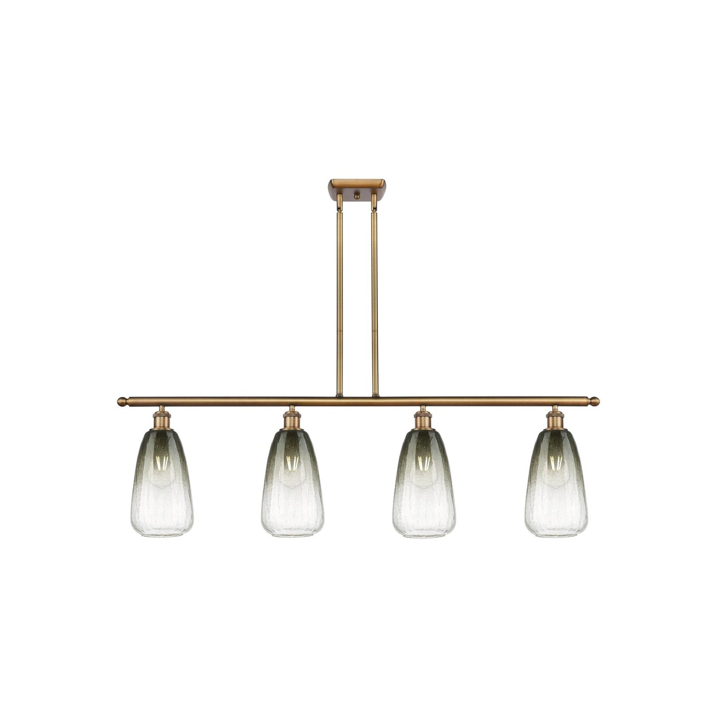 Innovations Brookhaven Almond 48in 4-Light Island Light | Industrial Brushed Brass Steel and Slate Glass | Kitchen Island & | Model 516-4I-BB-G480-6SL