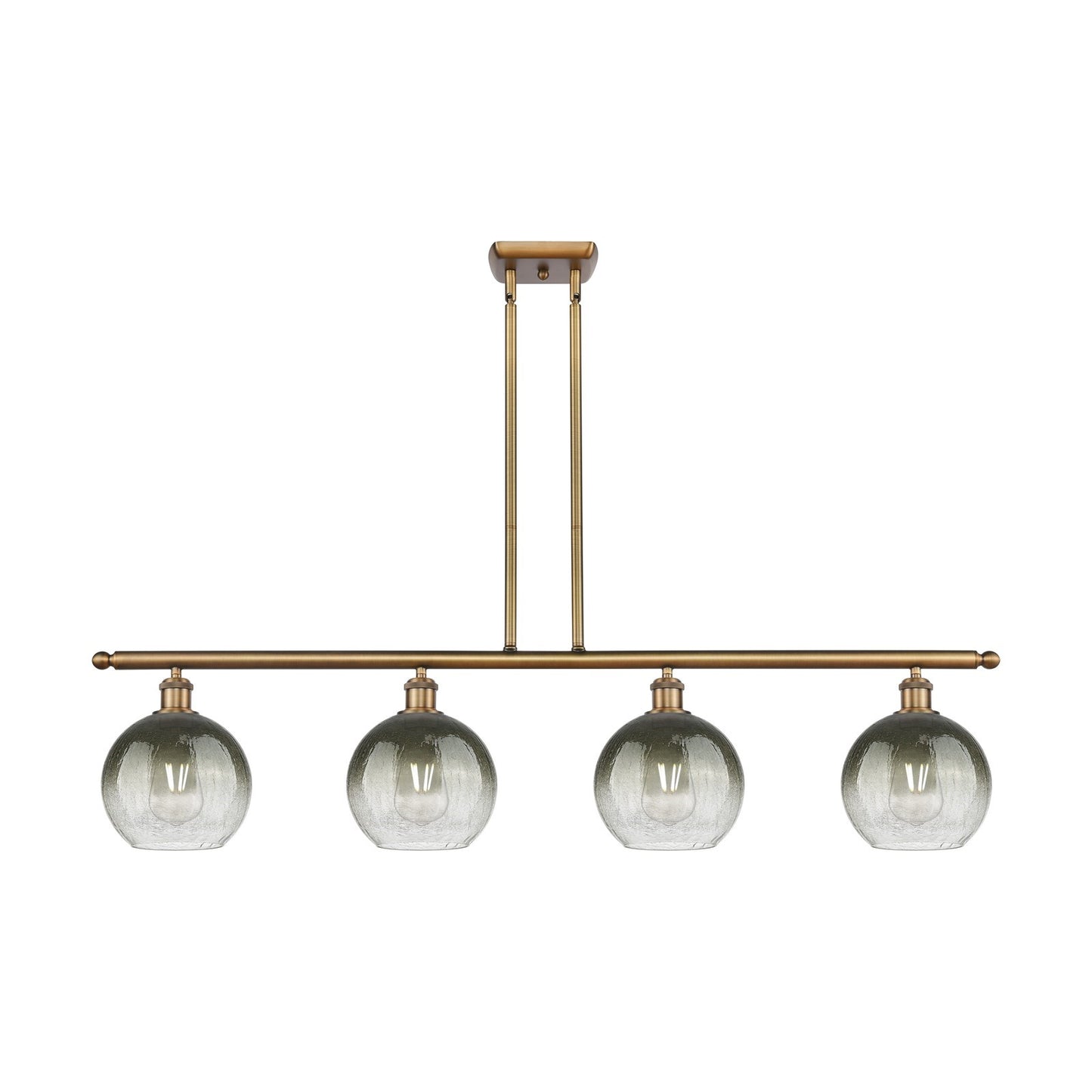 Innovations Brookhaven Globe 48in 4-Light Island Light | Industrial Brushed Brass Steel and Slate Glass | Kitchen Island & | Model 516-4I-BB-G483-8SL