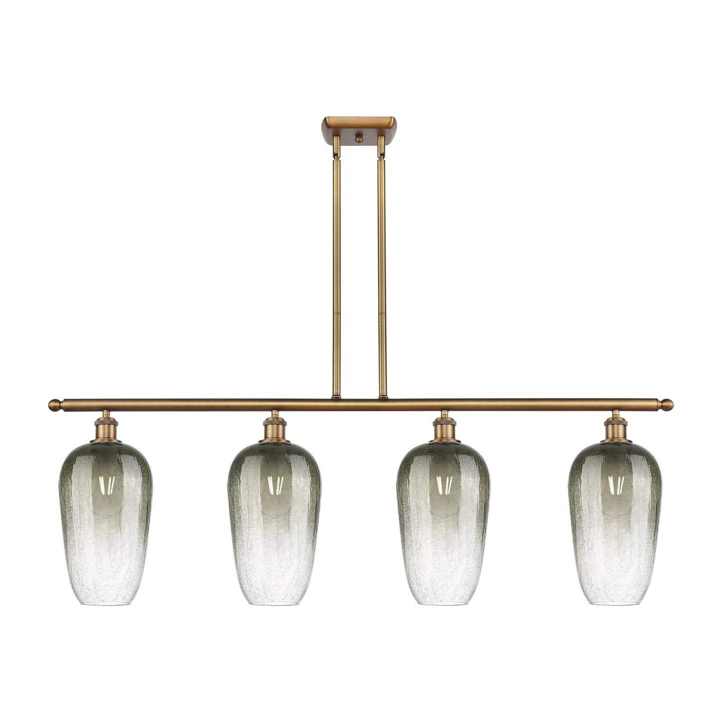 Innovations Brookhaven Flute 48in 4-Light Island Light | Industrial Brushed Brass Steel and Slate Glass | Kitchen Island & | Model 516-4I-BB-G484-7SL