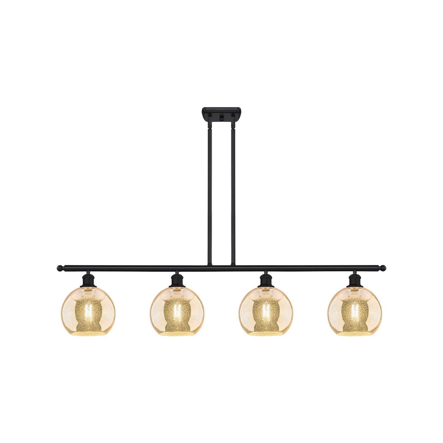 Innovations Athens 48in 4-Light Island Light | Industrial Matte Black Steel and Mercury Glass | Kitchen Island & Dining Room | 48 | Model 516-4I-BK-G128-8