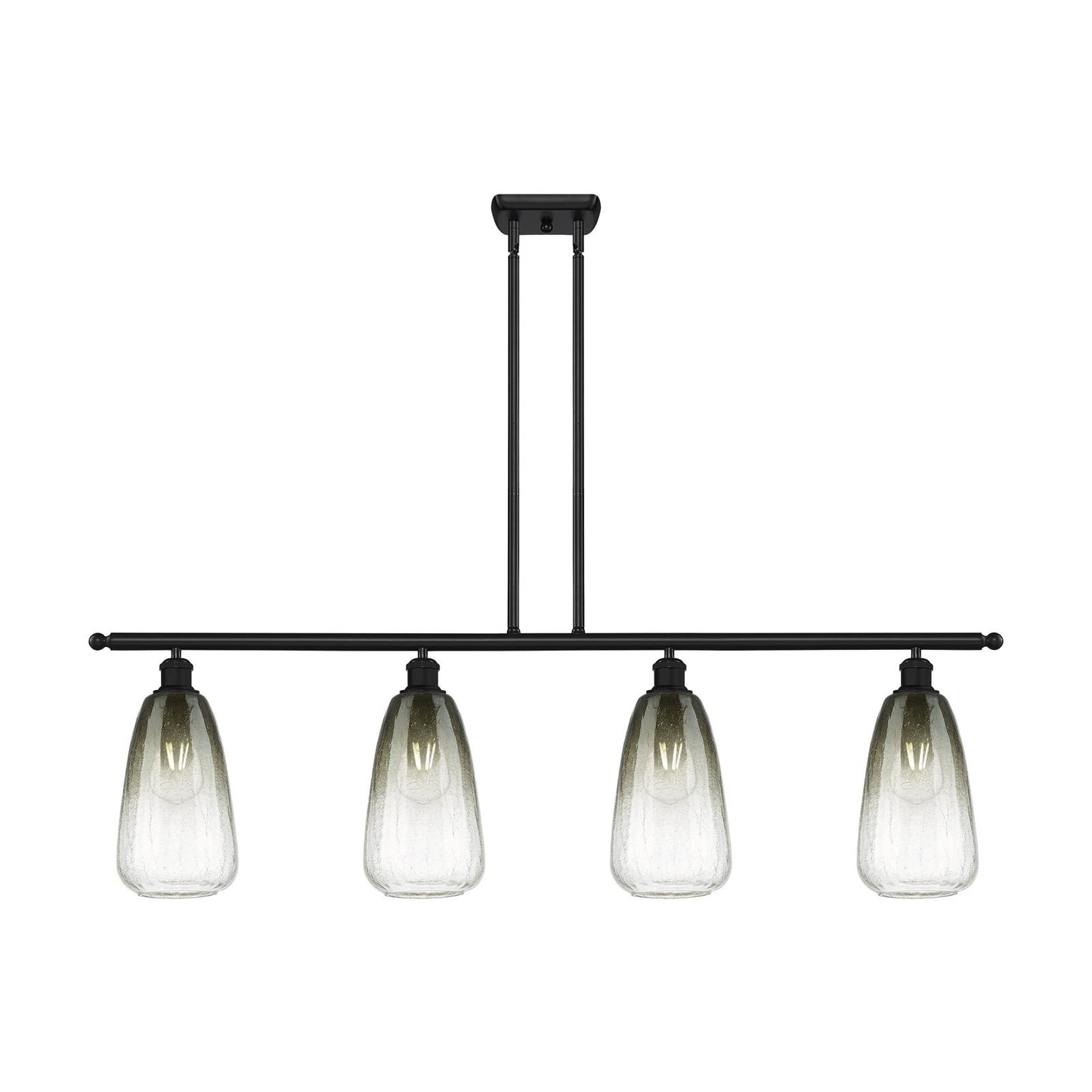 Innovations Brookhaven Almond 48in 4-Light Island Light | Industrial Matte Black Steel and Slate Glass | Kitchen Island & | Model 516-4I-BK-G480-6SL