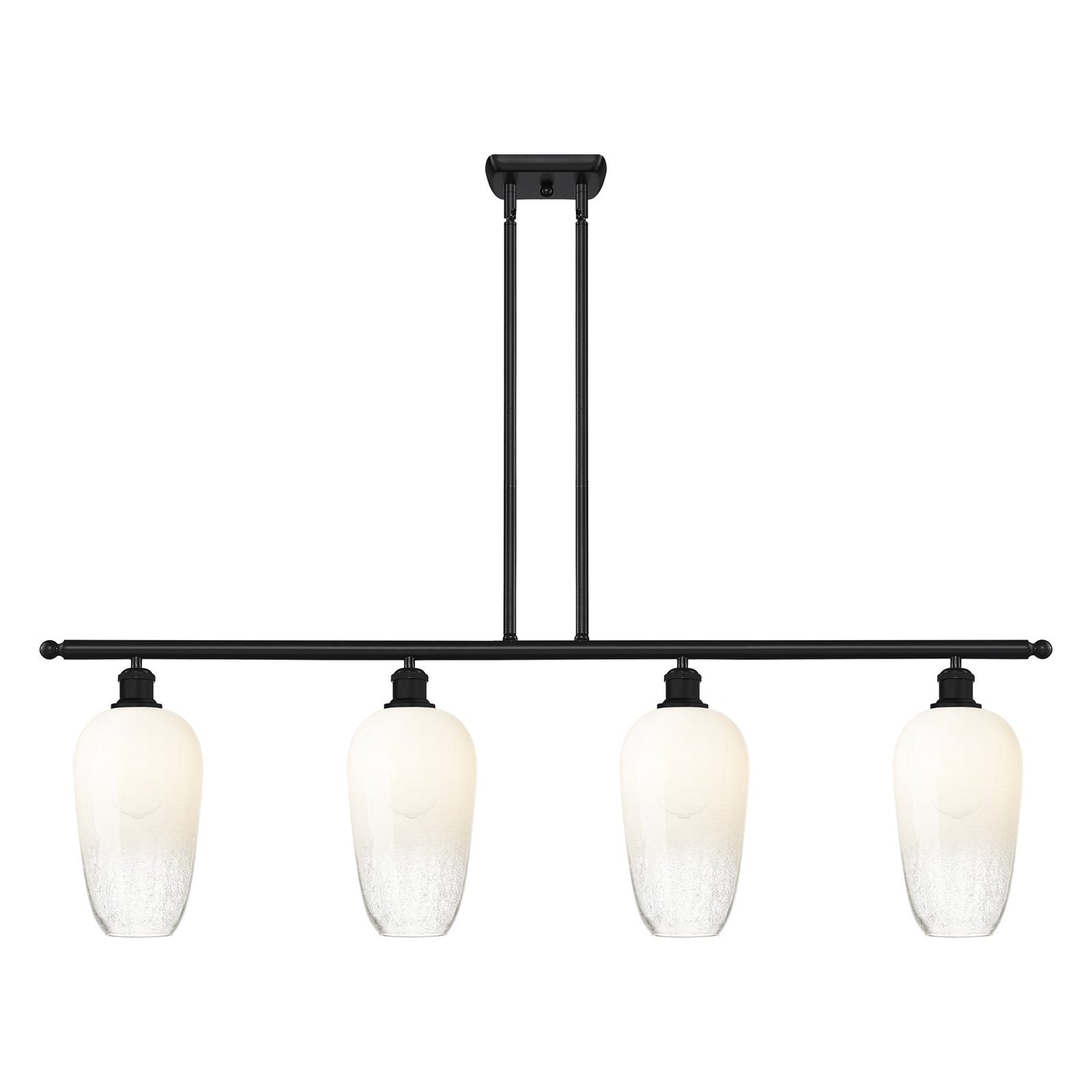 Innovations Brookhaven Flute 48in 4-Light Island Light | Industrial Matte Black Steel and Opal Glass | Kitchen Island & Dining | Model 516-4I-BK-G484-7OP