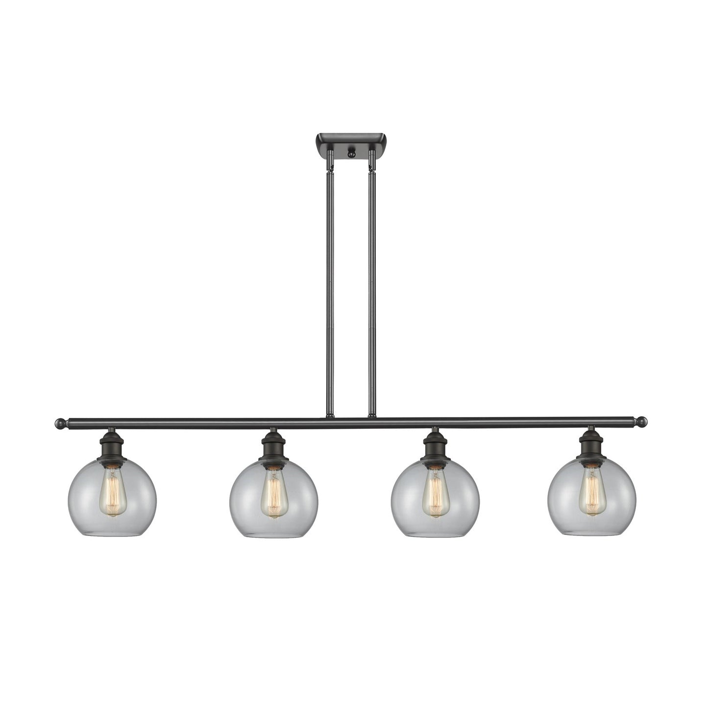 Innovations Athens 48in 4-Light Island Light | Modern Farmhouse Oil Rubbed Bronze Steel and Clear Basket Weave Glass | Kitchen | Model 516-4I-OB-G122C-8CL