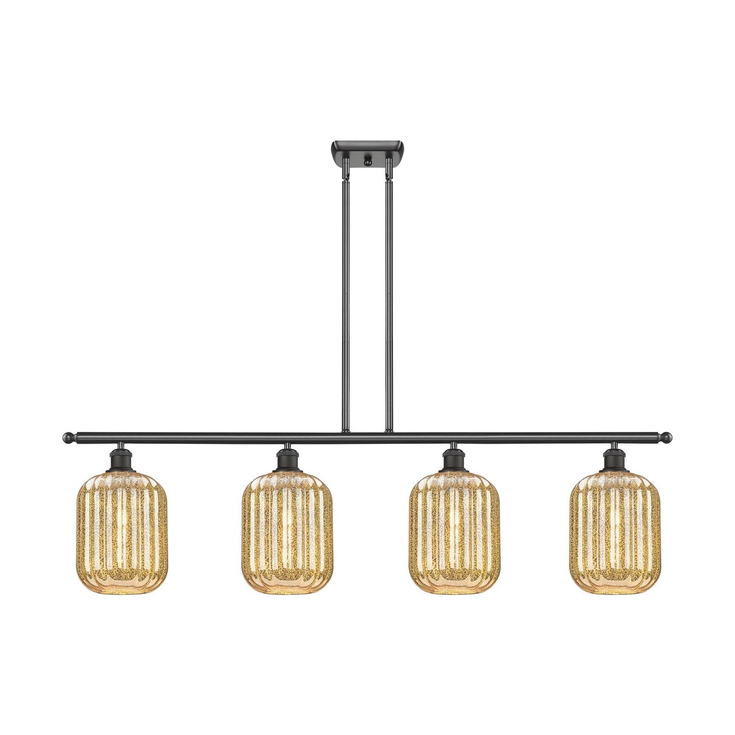 Innovations Preston Cylinder 48in 4-Light Island Light | Industrial Oil Rubbed Bronze Steel and Mercury Glass | Kitchen Island | Model 516-4I-OB-G460-7ME