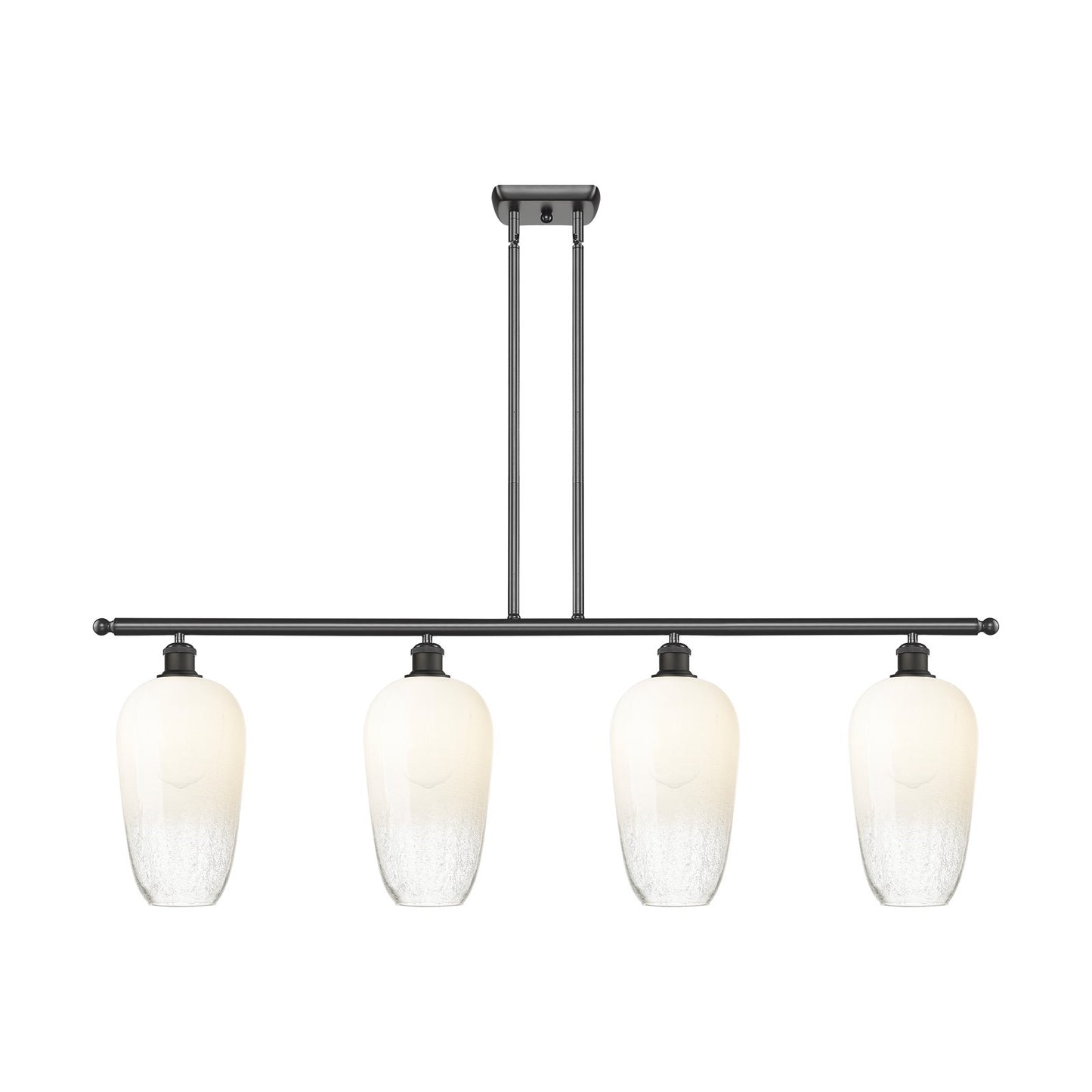 Innovations Brookhaven Flute 48in 4-Light Island Light | Industrial Oil Rubbed Bronze Steel and Opal Glass | Kitchen Island & | Model 516-4I-OB-G484-7OP
