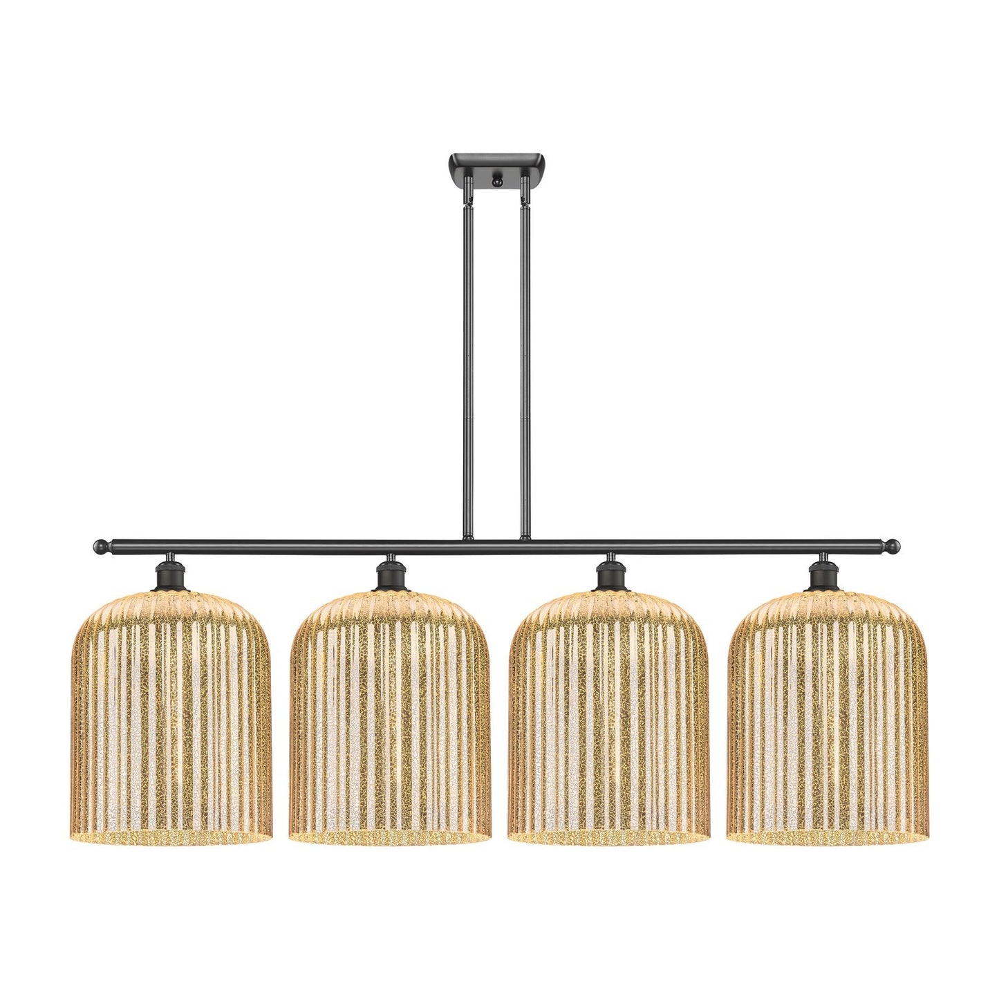 Innovations Bridal Veil 48in 4-Light Island Light | Art Nouveau Oil Rubbed Bronze Steel and Mercury Ribbed Glass | Kitchen | Model 516-4I-OB-G559-12ME