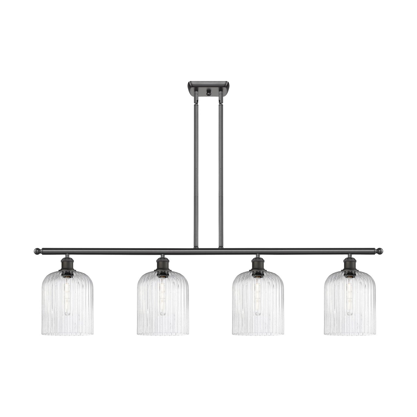 Innovations Bridal Veil 48in 4-Light Island Light | Art Nouveau Oil Rubbed Bronze Steel and Seedy Ribbed Glass | Kitchen | Model 516-4I-OB-G559-8SDY