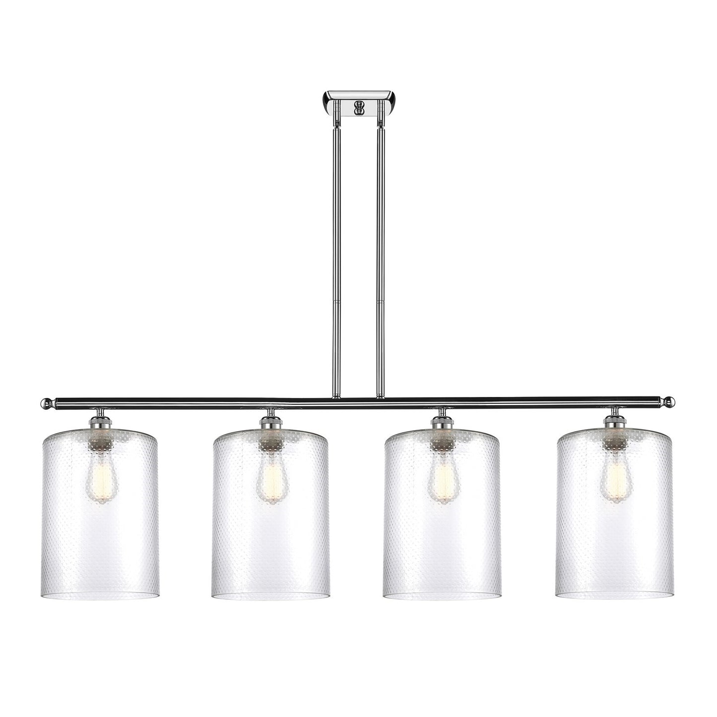 Innovations Cobbleskill 48in 4-Light Island Light | Industrial Polished Chrome Steel and Clear Glass | Kitchen Island & Dining | Model 516-4I-PC-G112-L