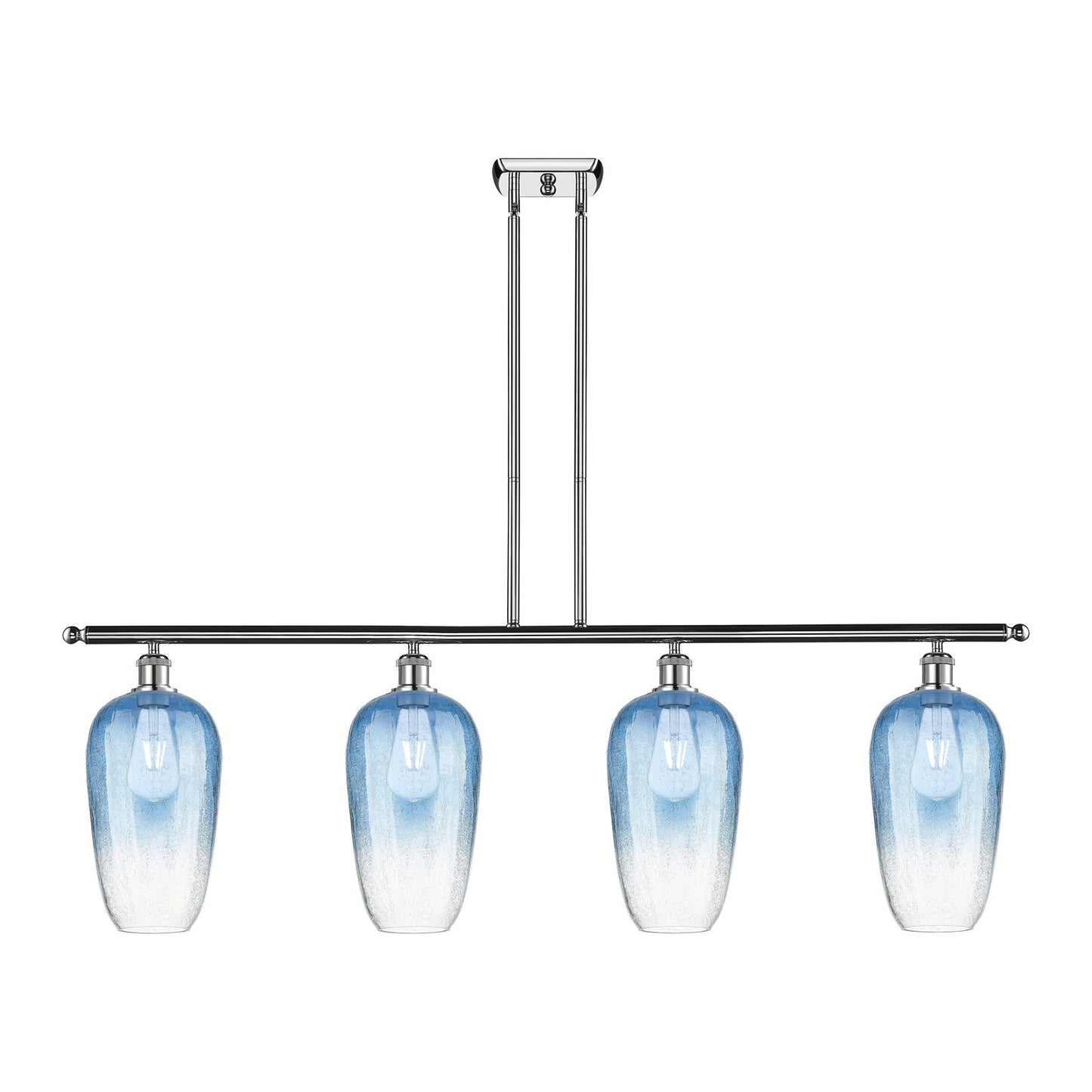 Innovations Brookhaven Flute 48in 4-Light Island Light | Industrial Polished Chrome and Sapphire Blue Glass | Kitchen Island & | Model 516-4I-PC-G484-7SB