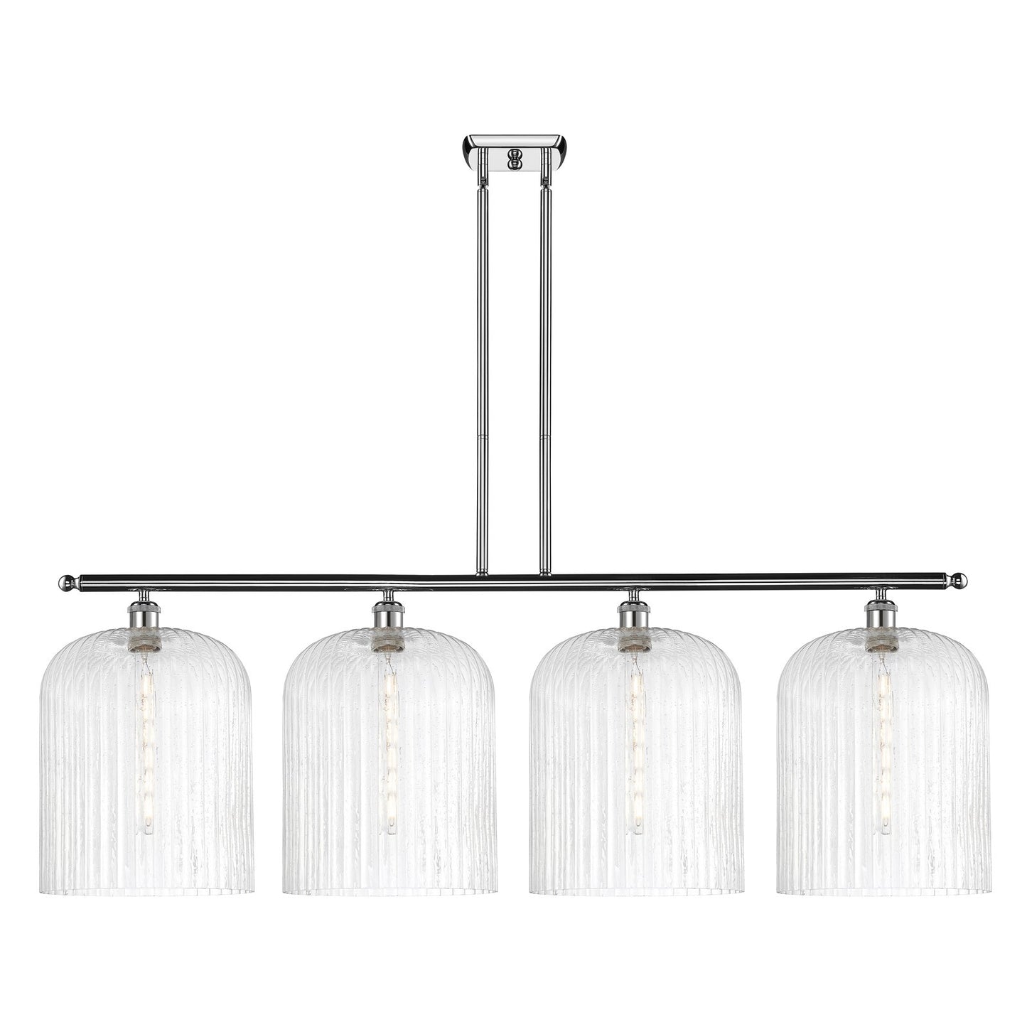 Innovations Bridal Veil 48in 4-Light Island Light | Art Nouveau Industrial Polished Chrome and Seedy Ribbed Glass | Kitchen | Model 516-4I-PC-G559-12SDY
