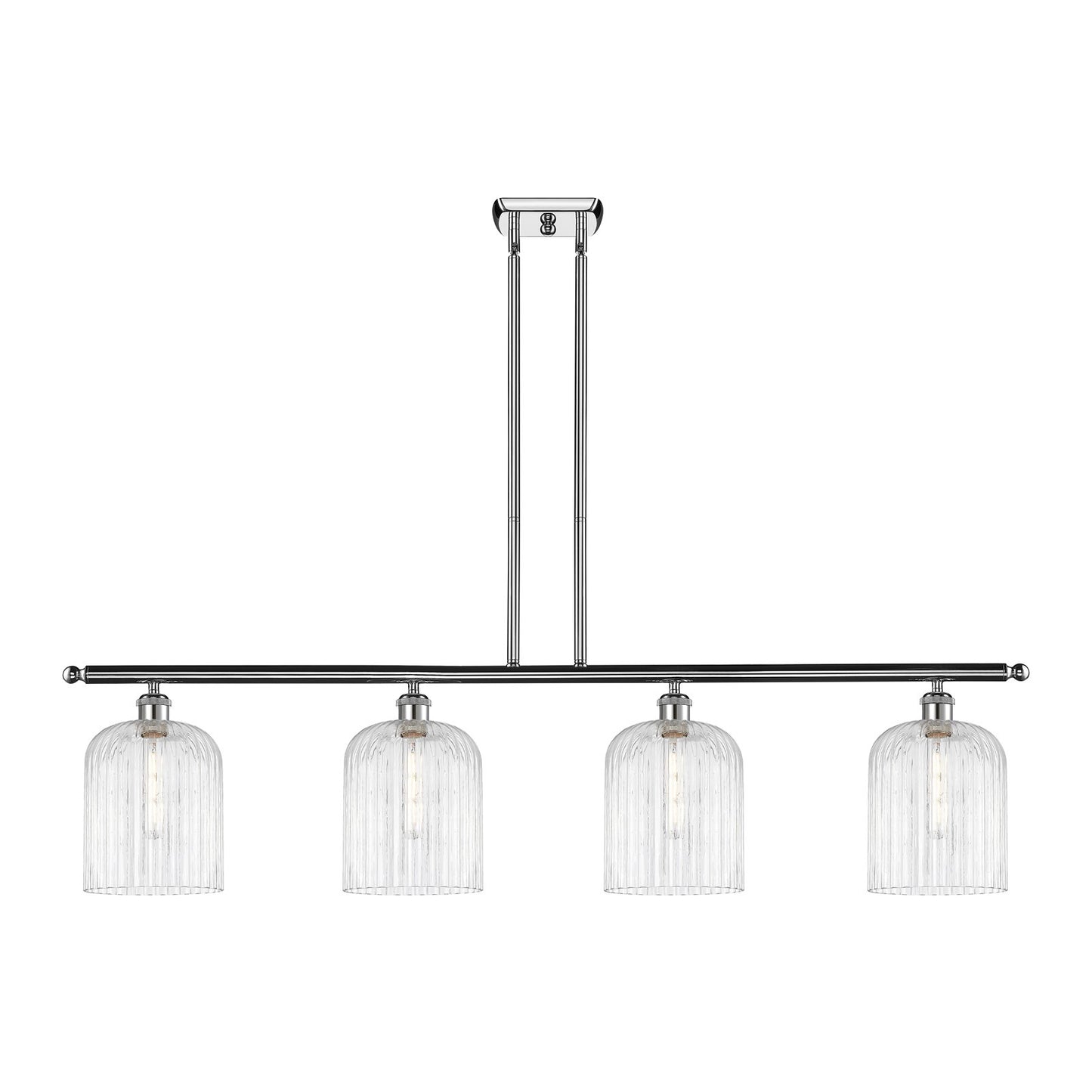 Innovations Bridal Veil 48in 4-Light Island Light | Art Nouveau Polished Chrome and Clear Ribbed Glass | Kitchen Island & | Model 516-4I-PC-G559-8CL