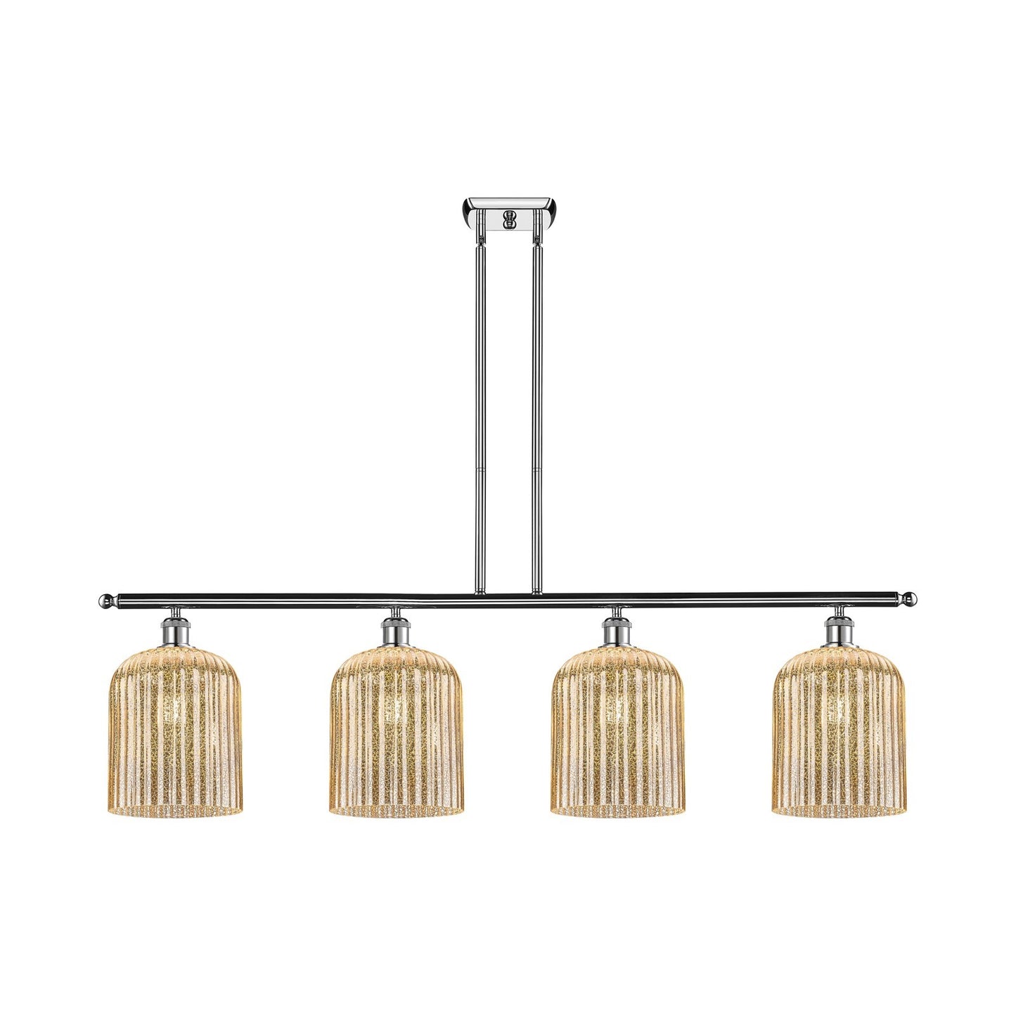 Innovations Bridal Veil 48in 4-Light Island Light | Art Nouveau Polished Chrome and Mercury Ribbed Glass | Kitchen Island & | Model 516-4I-PC-G559-8ME