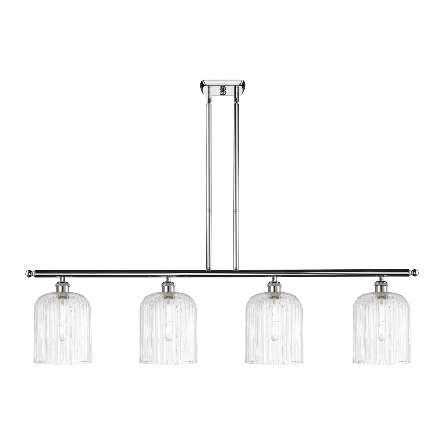 Innovations Bridal Veil 48in 4-Light Island Light | Art Nouveau Industrial Polished Chrome and Seedy Bell Glass | Kitchen | Model 516-4I-PC-G559-8SDY
