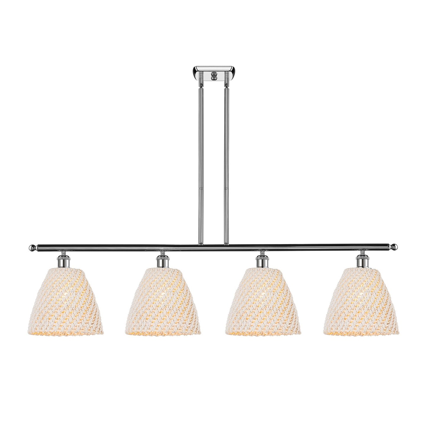 Innovations Bristol Natural 48in 4-Light Island Light | Farmhouse Polished Chrome and Natural Fiber Dome Shade | Kitchen | Model 516-4I-PC-NBD-9-NAT