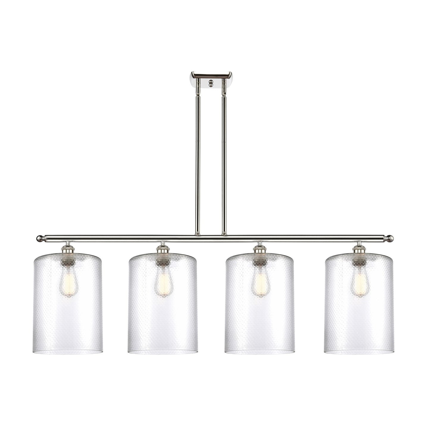 Innovations Cobbleskill 48in 4-Light Island Light | Art Nouveau Polished Nickel Steel and Clear Glass | Kitchen Island & Dining | Model 516-4I-PN-G112-L
