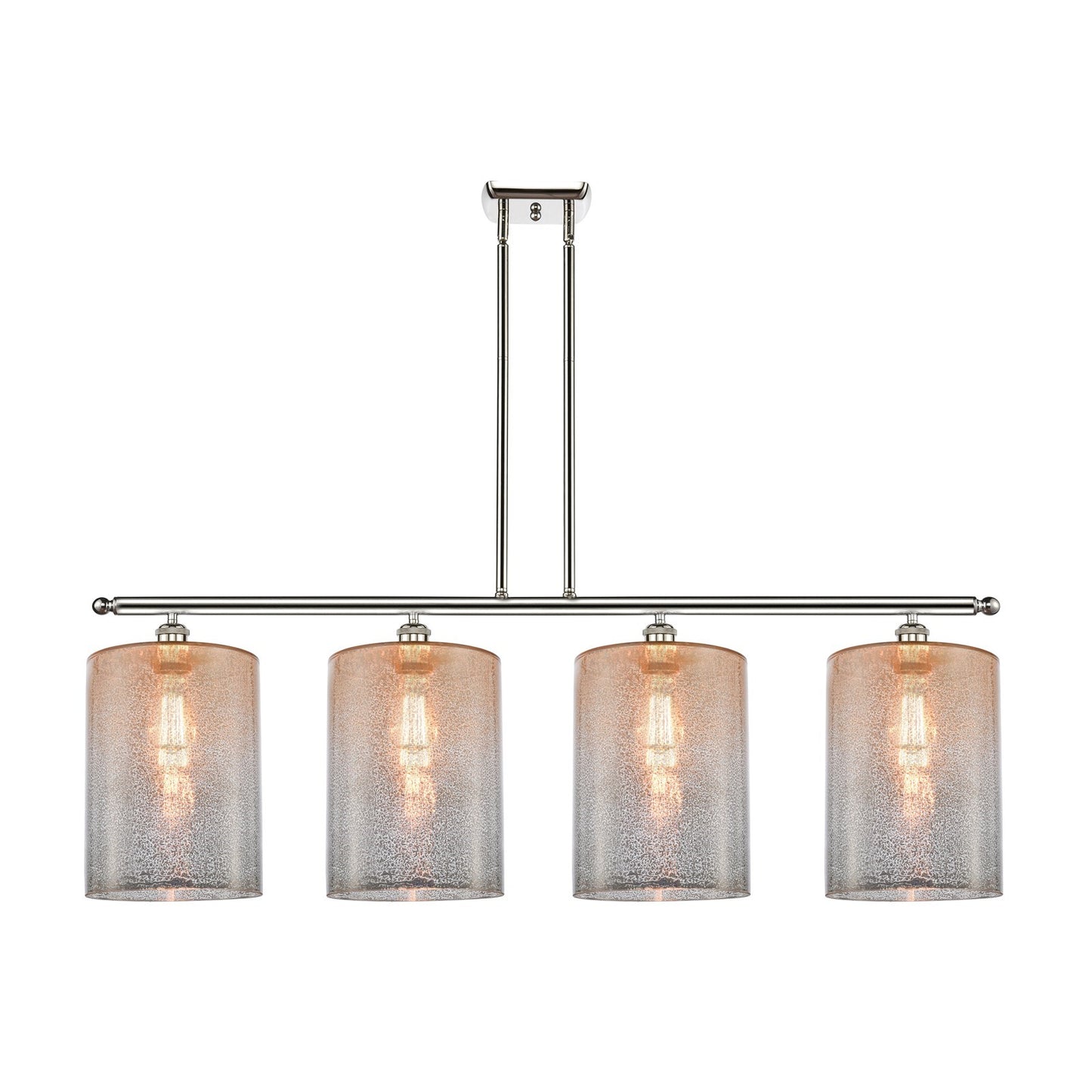 Innovations Cobbleskill 48in 4-Light Island Light | Art Nouveau Industrial Polished Nickel Steel and Mercury Glass | Kitchen | Model 516-4I-PN-G116-L