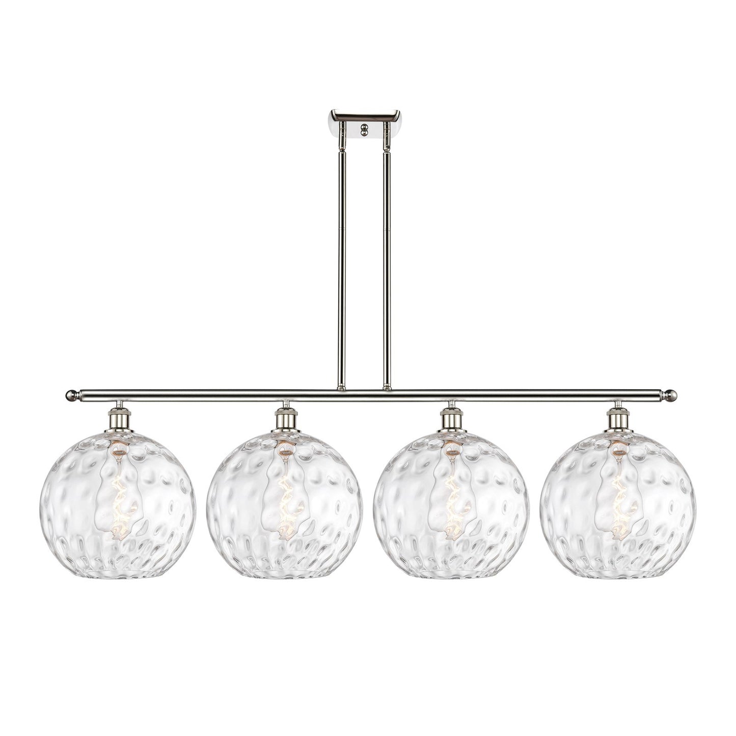 Innovations Athens 50in 4-Light Island Light | Industrial Polished Nickel and Clear Water Glass | Kitchen Island & Dining Room | Model 516-4I-PN-G1215-12