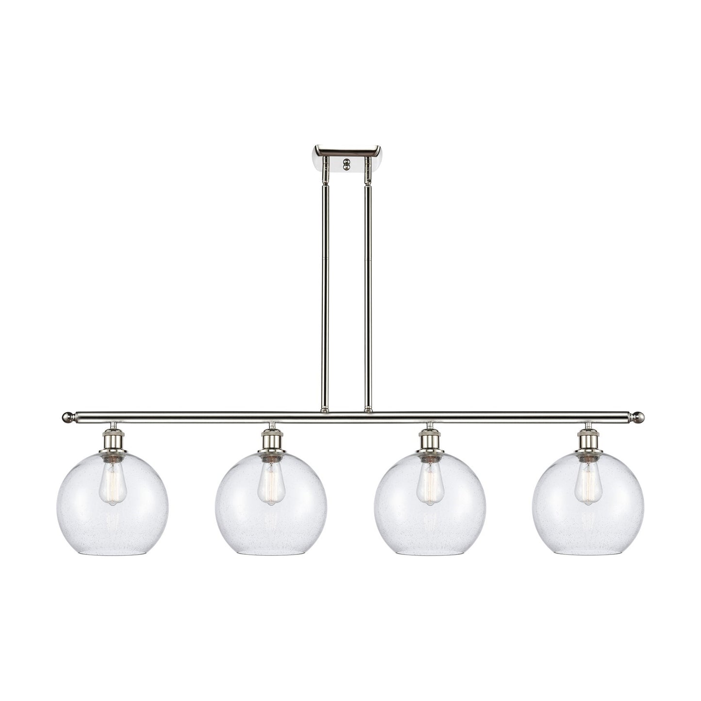 Innovations Athens 48in 4-Light Island Light | Industrial Polished Nickel and Seedy Glass | Kitchen Island & Dining Room | 48.25 | Model 516-4I-PN-G124-10