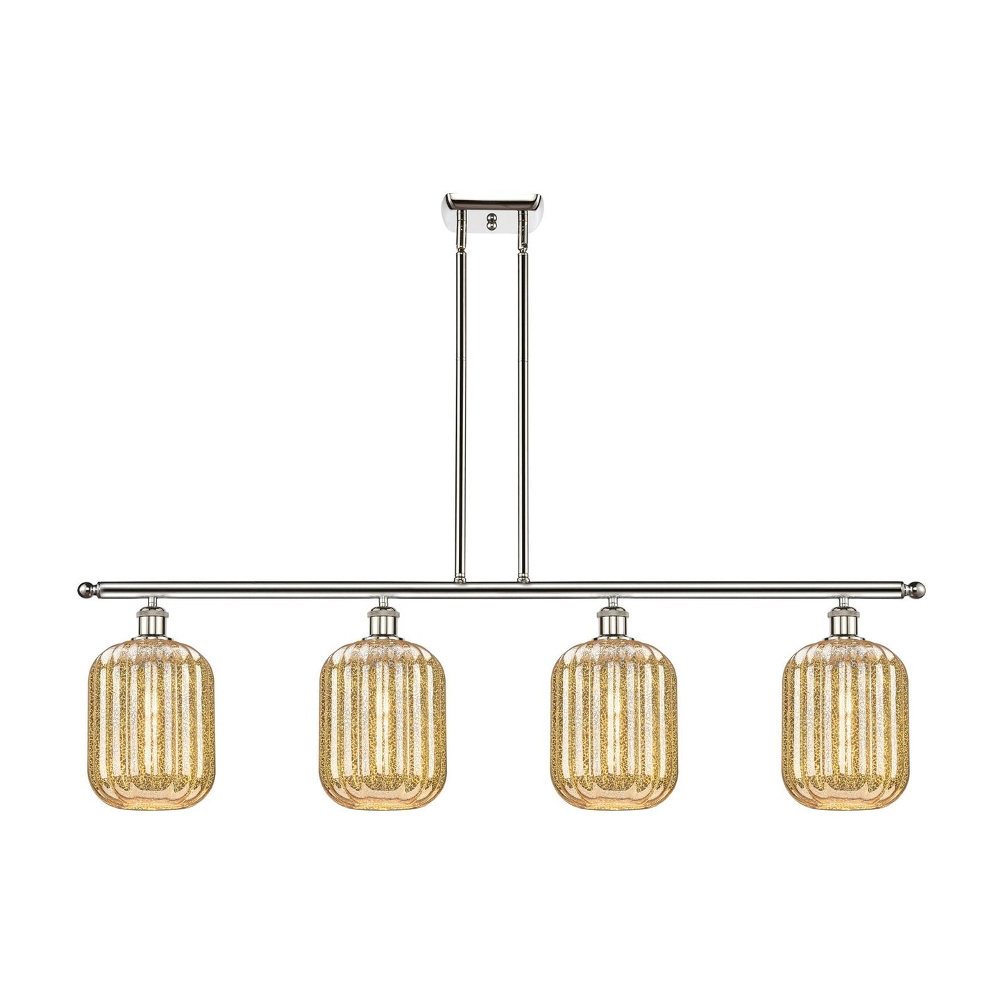 Innovations Preston Cylinder 48in 4-Light Island Light | Industrial Polished Nickel Steel and Mercury Glass | Kitchen Island & | Model 516-4I-PN-G460-7ME