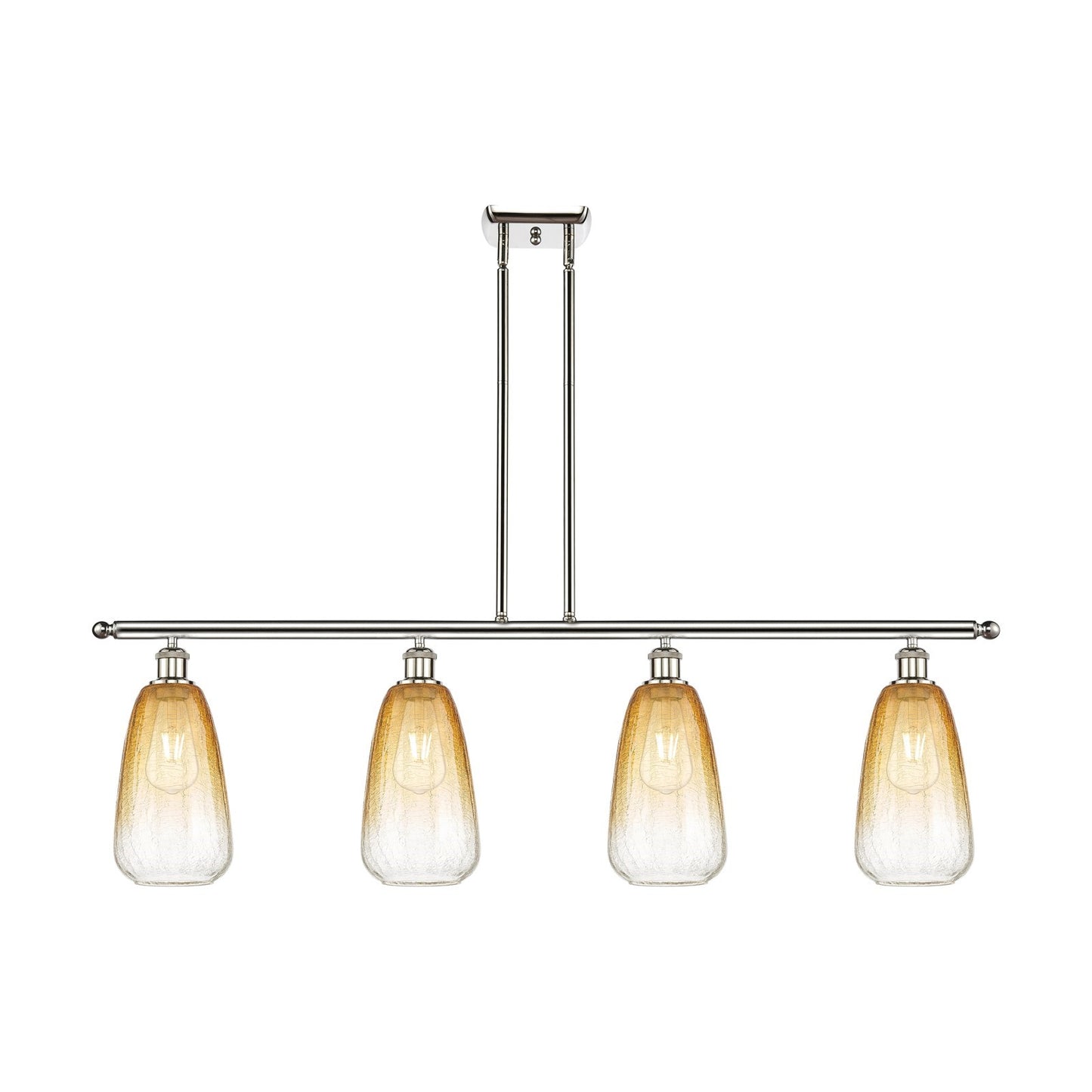 Innovations Brookhaven Almond 48in 4-Light Island Light | Industrial Polished Nickel Steel and Amber Glass | Kitchen Island & | Model 516-4I-PN-G480-6AM