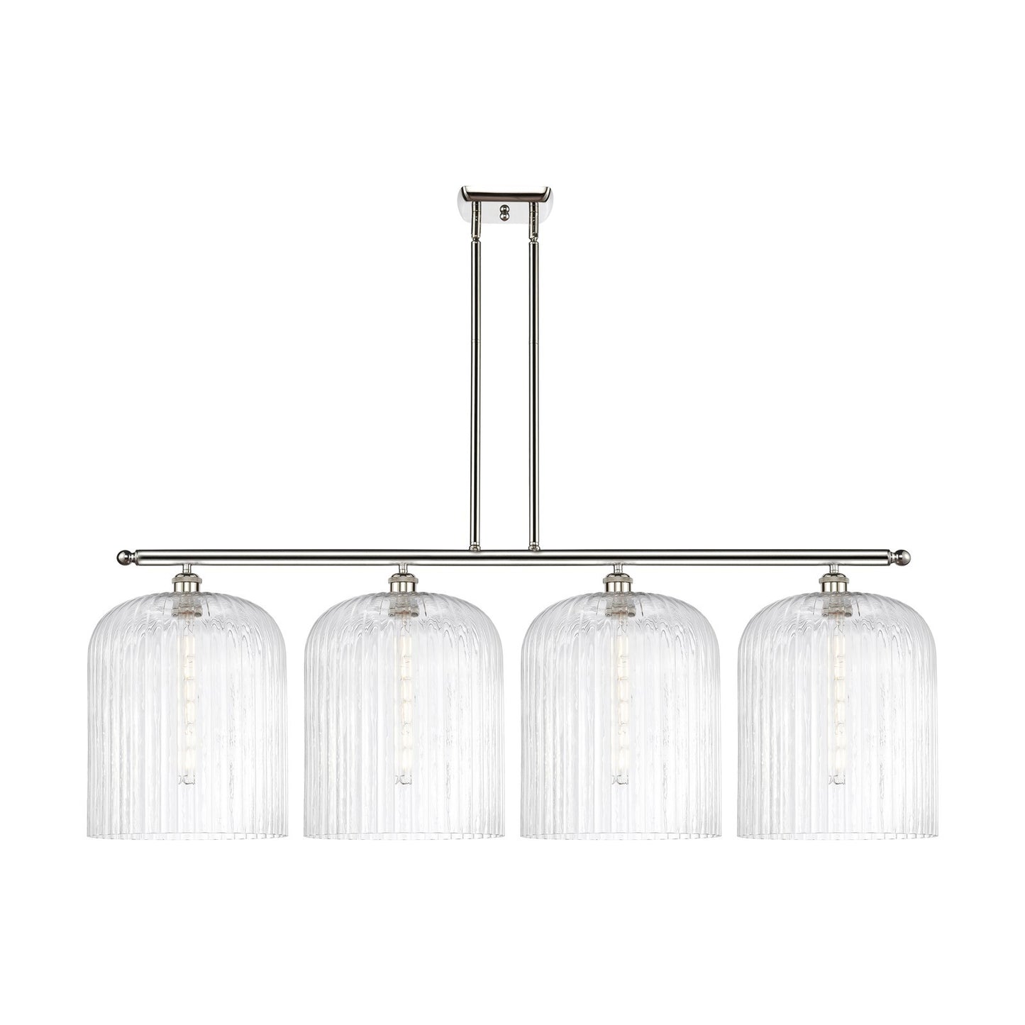 Innovations Bridal Veil 48in 4-Light Island Light | Art Nouveau Polished Nickel Steel and Clear Ribbed Glass | Kitchen Island | Model 516-4I-PN-G559-12CL